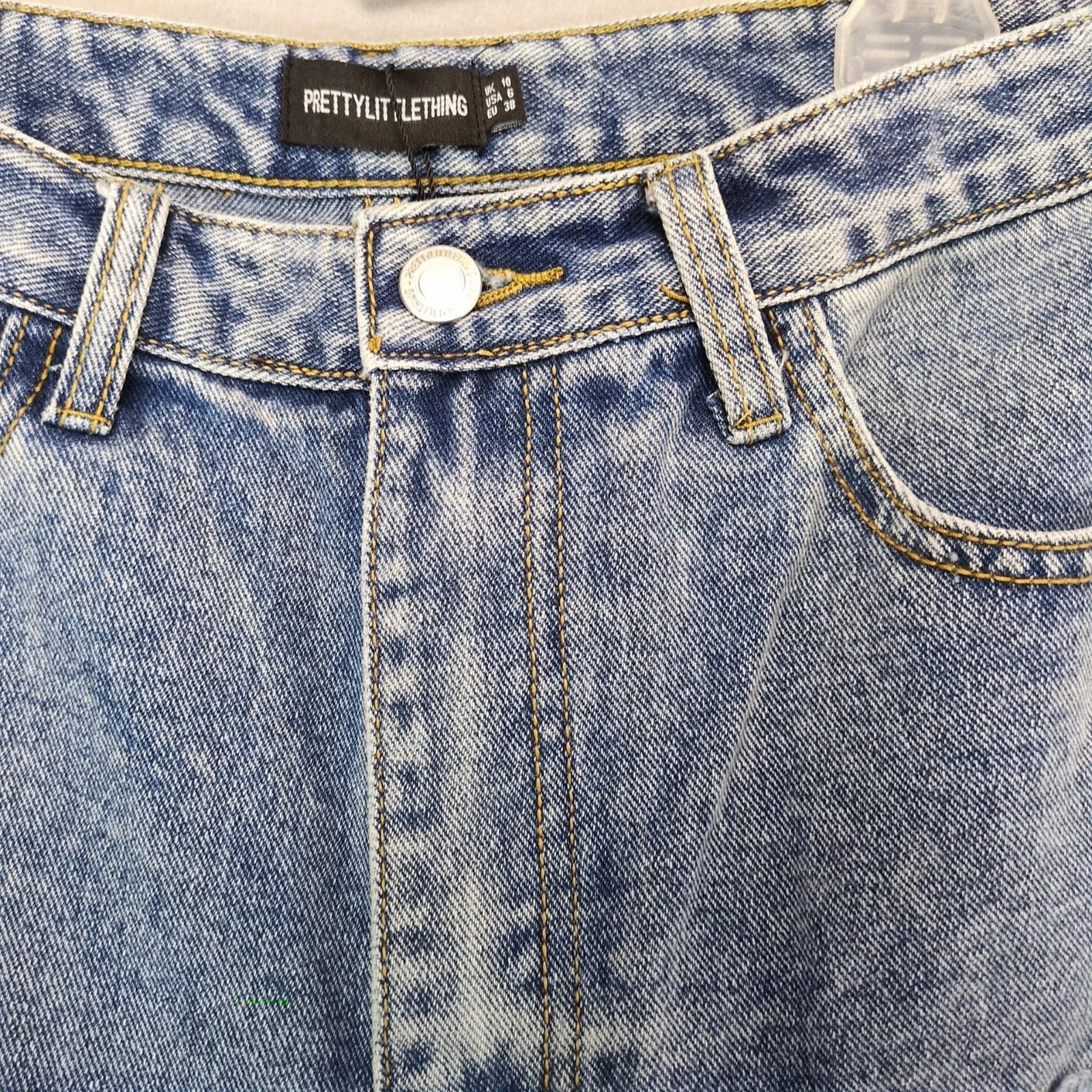 Other PrettyLittleThing Vintage Wash Ripped Longline Jean Shorts 6 Size 28" / US 6 / IT 42 - 10 Thumbnail