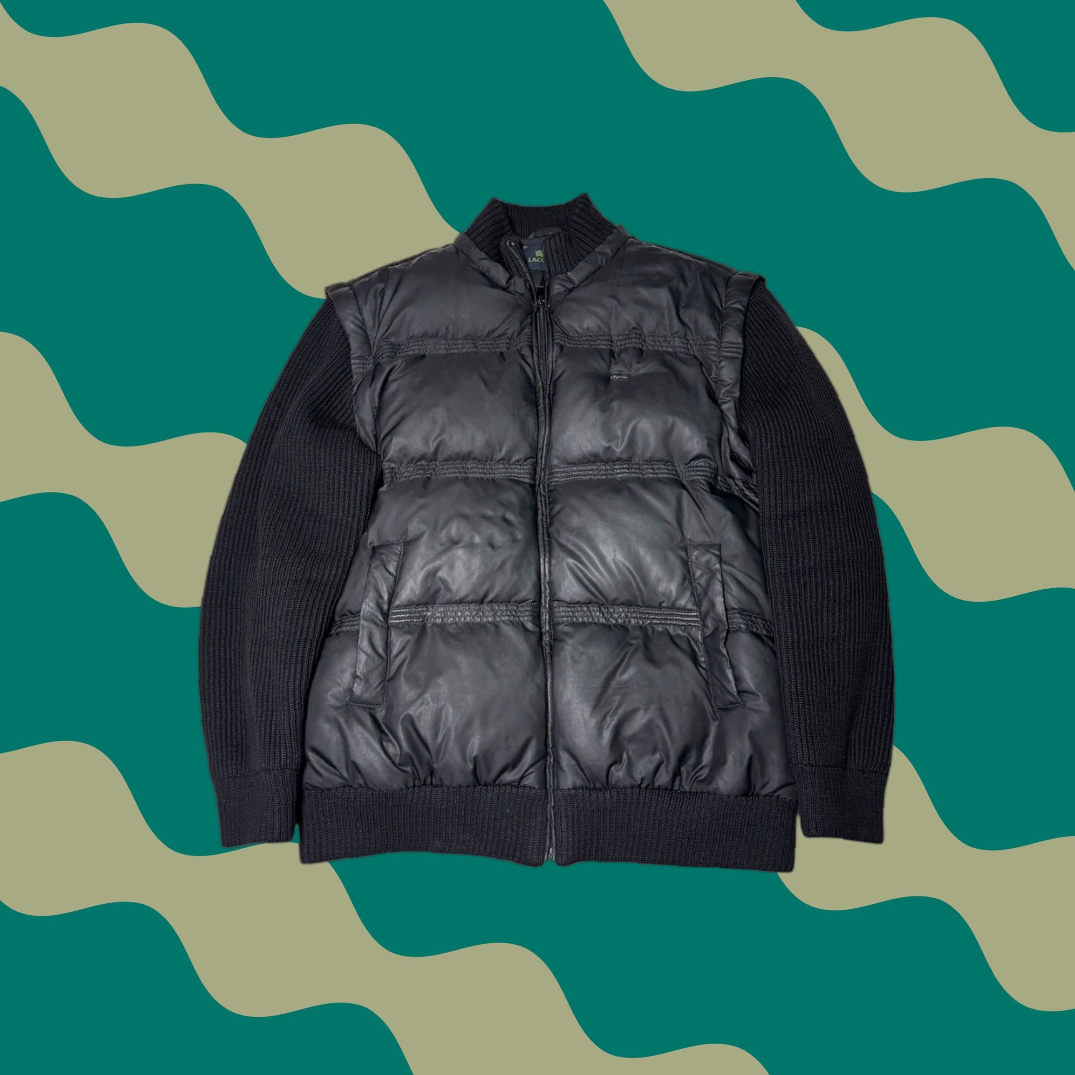 Lacoste Lacoste Bomber Jacket Men's Black Puffer Vest Knit Sleeves Zip 52 Casual Winter Size US L / EU 52-54 / 3 - 1 Thumbnail