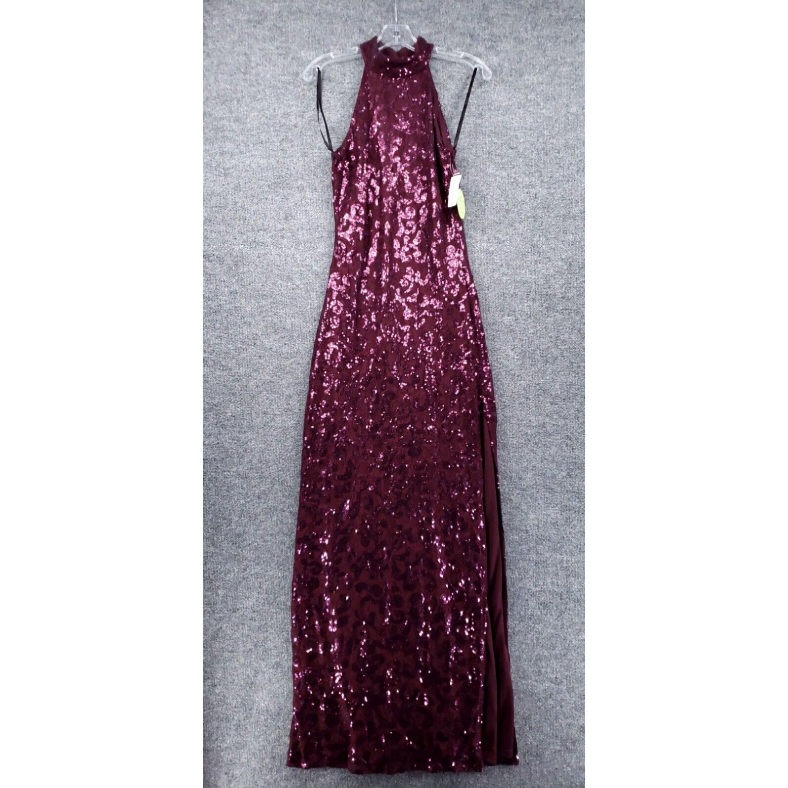 image of Vintage Windsor Dress Women M Medium Purple Maxi High Neck Floral Sequins Sleeveless New in White