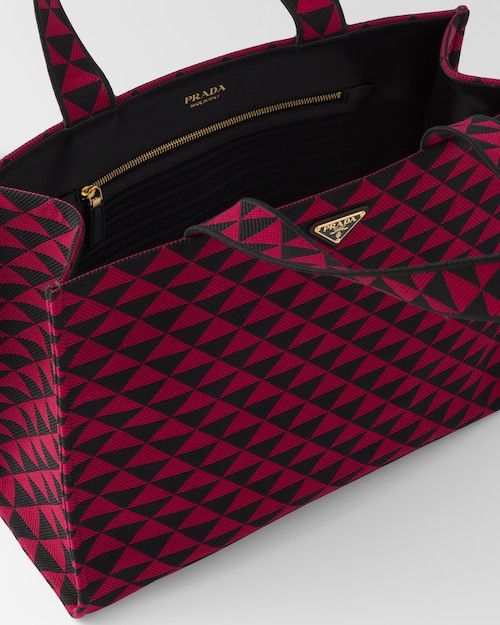 Prada o1bcso1str1025 Size: OS / Jacquard Tote Bag Black/Cherry Size ONE SIZE - 5 Thumbnail