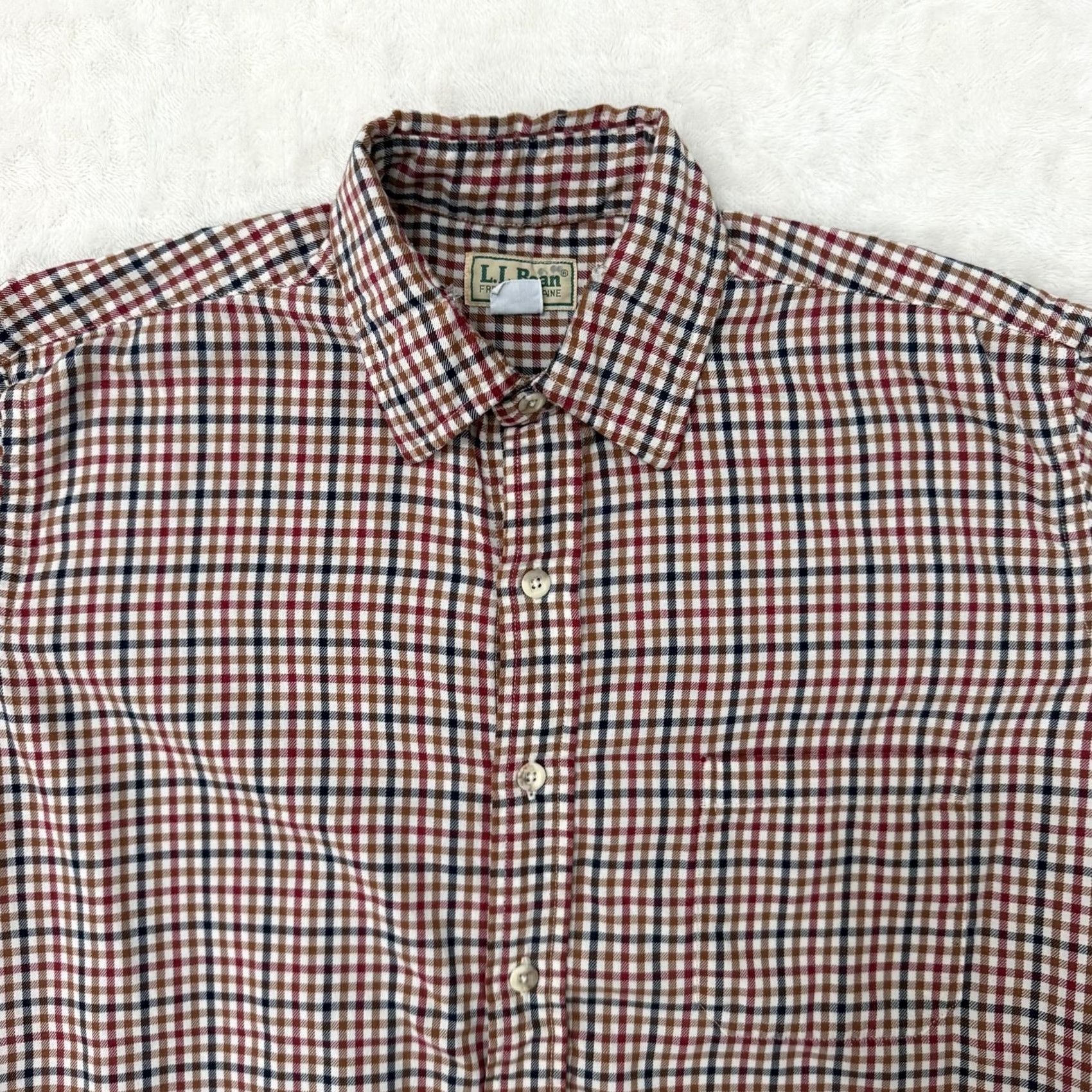 Vintage VINTAGE LL Bean Shirt Mens M Red Check Cotton Button Up Made In USA Size US M / EU 48-50 / 2 - 2 Thumbnail