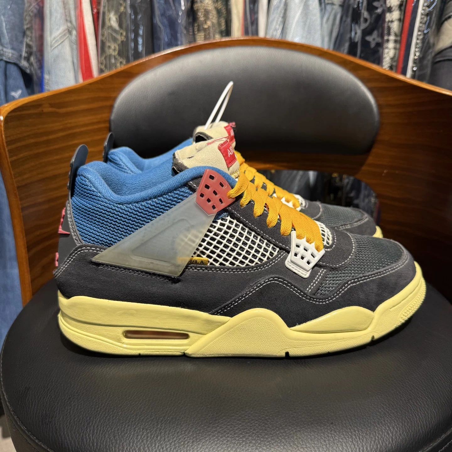 Nike AJ4 Union Black/Blue 42.5 Mint Box Size US 9.5 / EU 42-43 - 4 Thumbnail