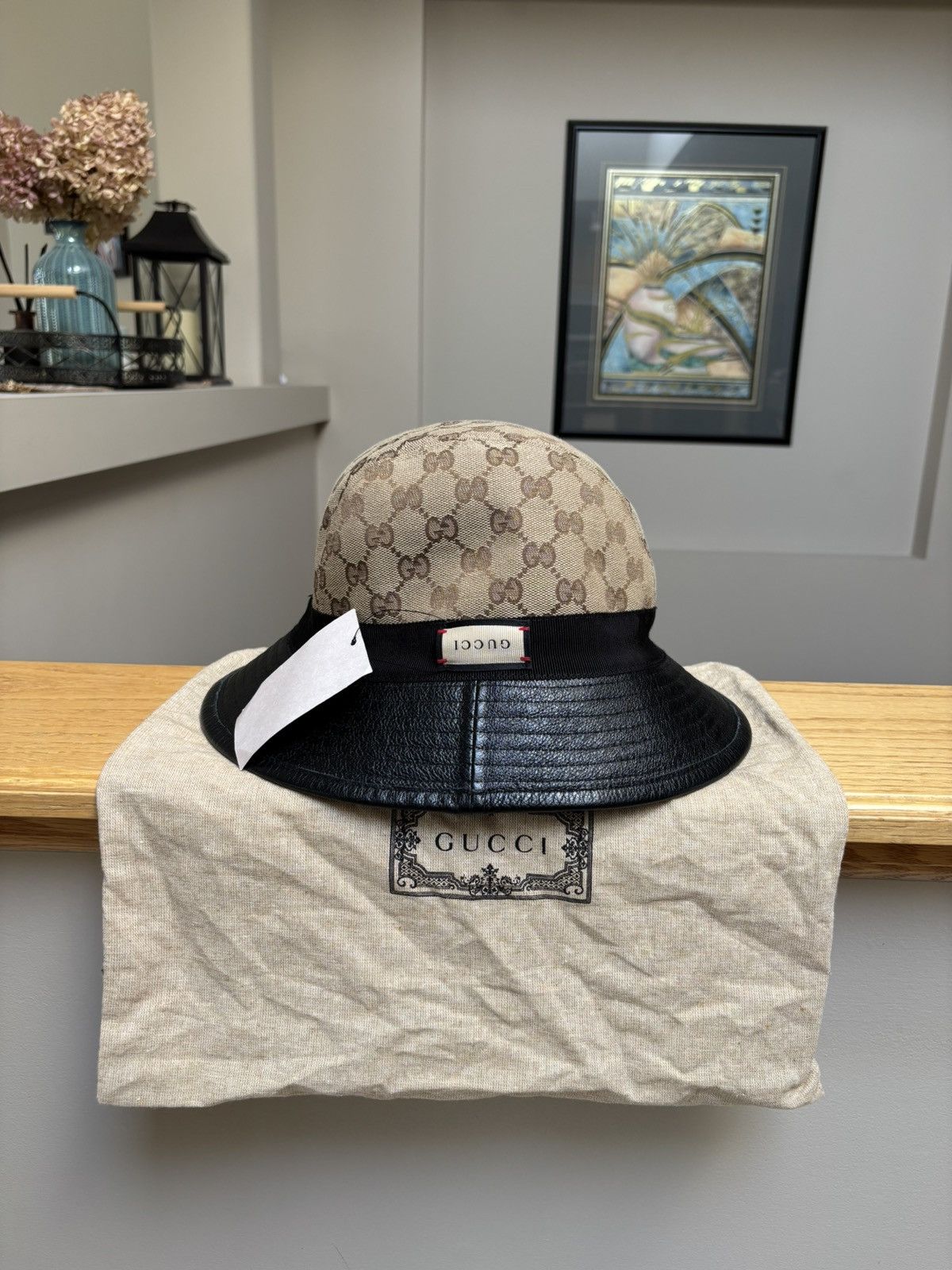 Gucci Gucci Black Leather ‘Double G’ Bucket Hat Size ONE SIZE - 5 Thumbnail