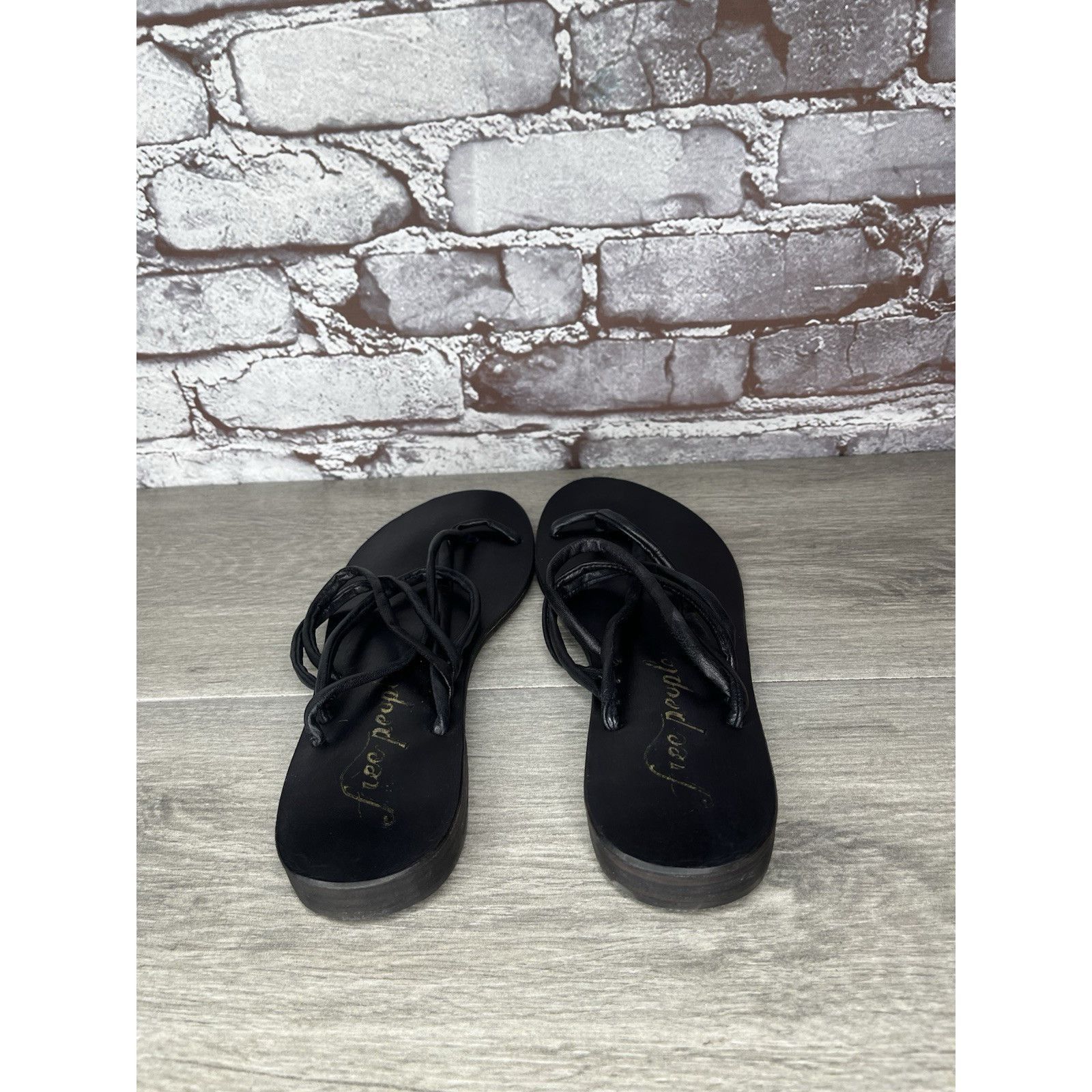 Free People Free People Kayla Black Leather Strappy Slides Sandals Women Size US 7.5 / IT 37.5 - 4 Thumbnail