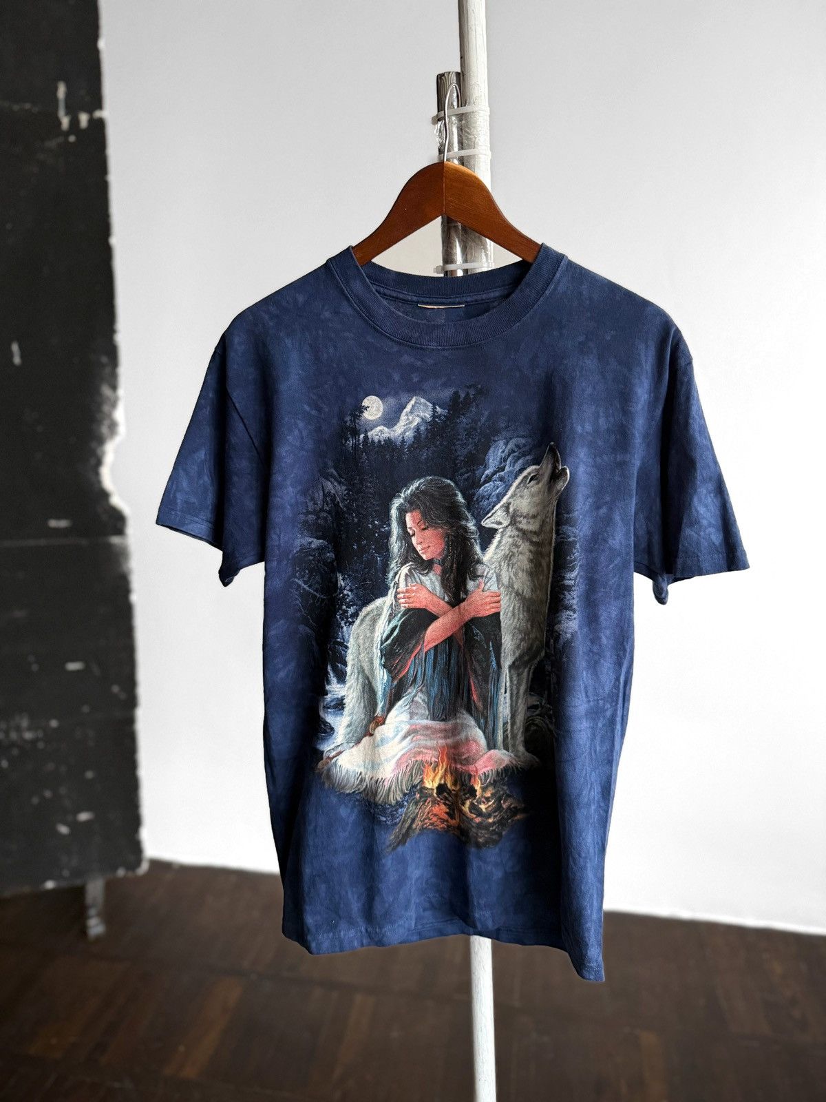 Other The Mountain Mens Blue Tie Dye Native American Wolf TShirt Size US M / EU 48-50 / 2 - 1 Thumbnail