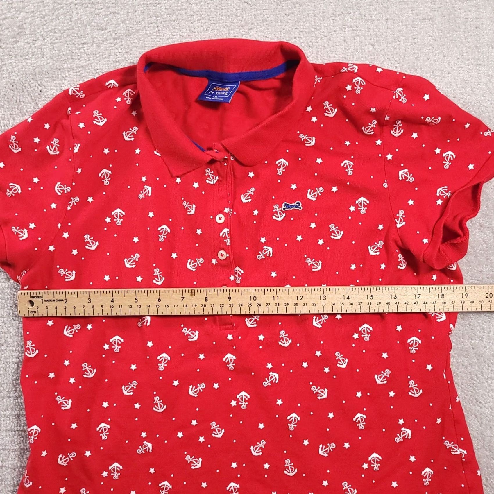 Vintage VINTAGE Le Tigre Polo Shirt Tiger Logo Women's XL Red Anchor Stars Pima Cotton Stretch Size XL / US 12-14 / IT 48-50 - 4 Thumbnail