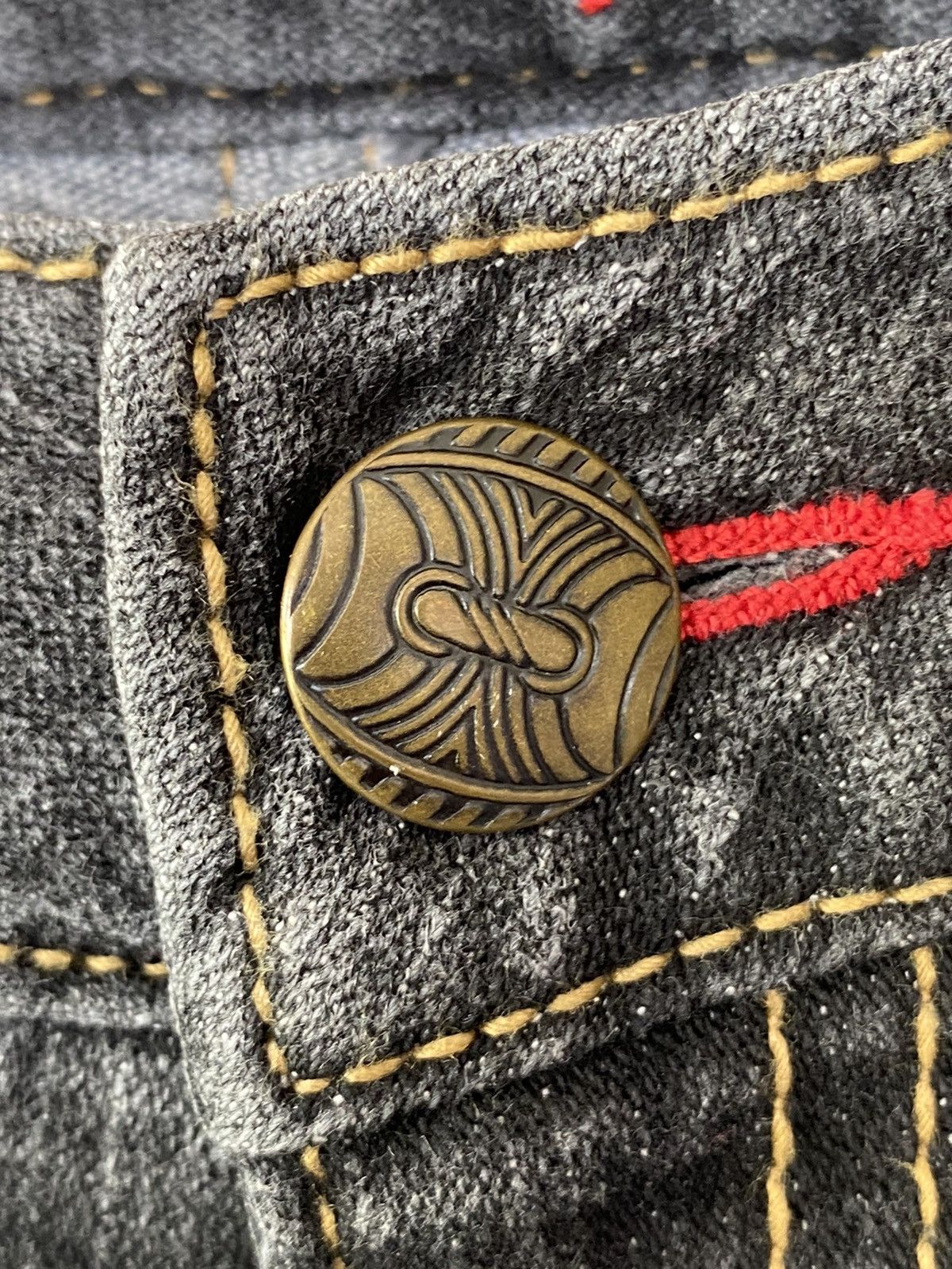 If Six Was Nine BCBG Skull Cross 💀 Flare Jeans Button Boot Cut Size US 33 - 16 Thumbnail