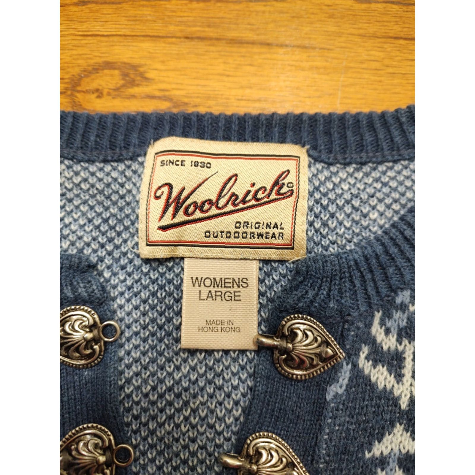 Vintage VINTAGE Woolrich Sweater Womens L Dark Blue Fair Isle Winter Deer Toggle Clasps Shirt Pullover Christmas Holiday Nature Outdoor Animals Size L / US 10 / IT 46 - 3 Thumbnail