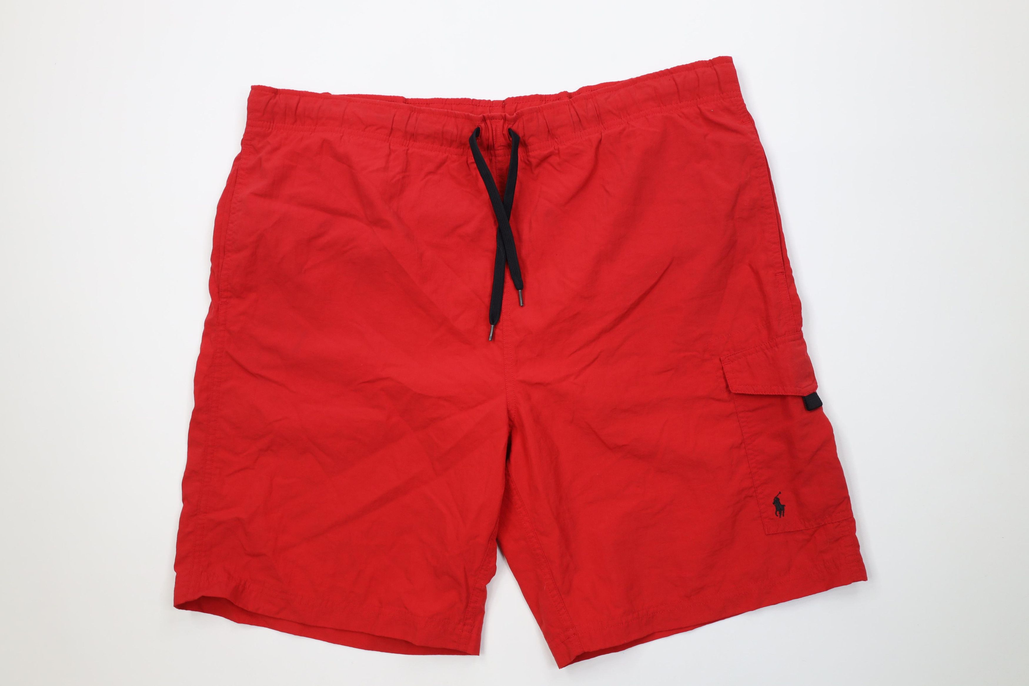 Polo Ralph Lauren Vintage 90s Ralph Lauren Lined Swim Trunks Shorts Red Nylon Size US 34 / EU 50 - 1 Thumbnail