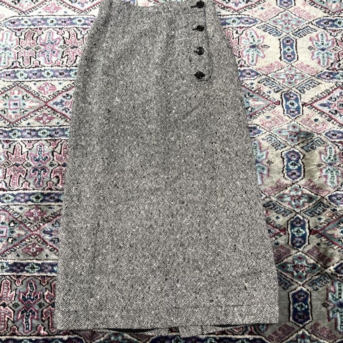 Vintage VINTAGE Comme des Garçons Tweed Long Skirt S Gray Wool 100% Cupro Lining Women's Skirt 33cm Back Slit XSZ Size 28" / US 6 / IT 42 - 2 Thumbnail