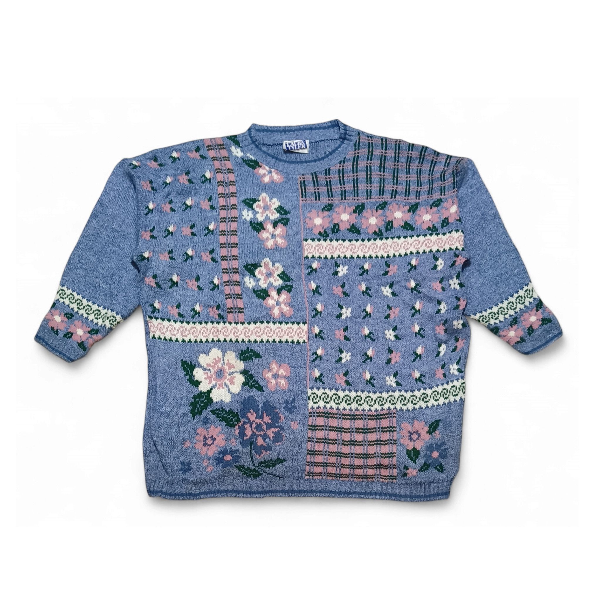 Other Vintage 80s LAURA TYLER Women's Floral Knit Acrylic Sweater Size L / US 10 / IT 46 - 1 Thumbnail