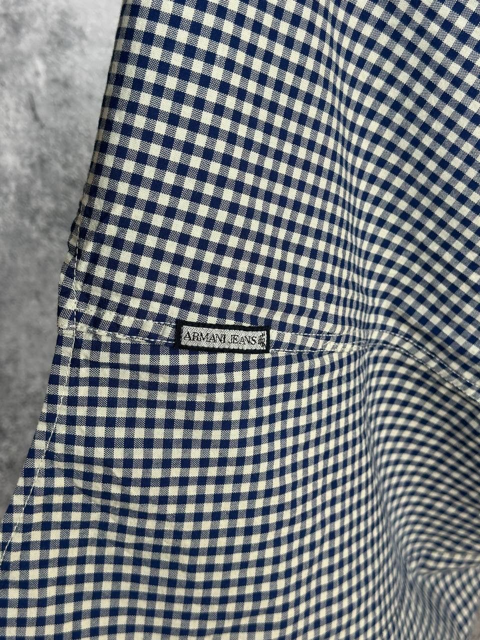 Armani Armani Jeans Micro Check Button Up Shirt Blue/White Pockets Size US M / EU 48-50 / 2 - 11 Thumbnail