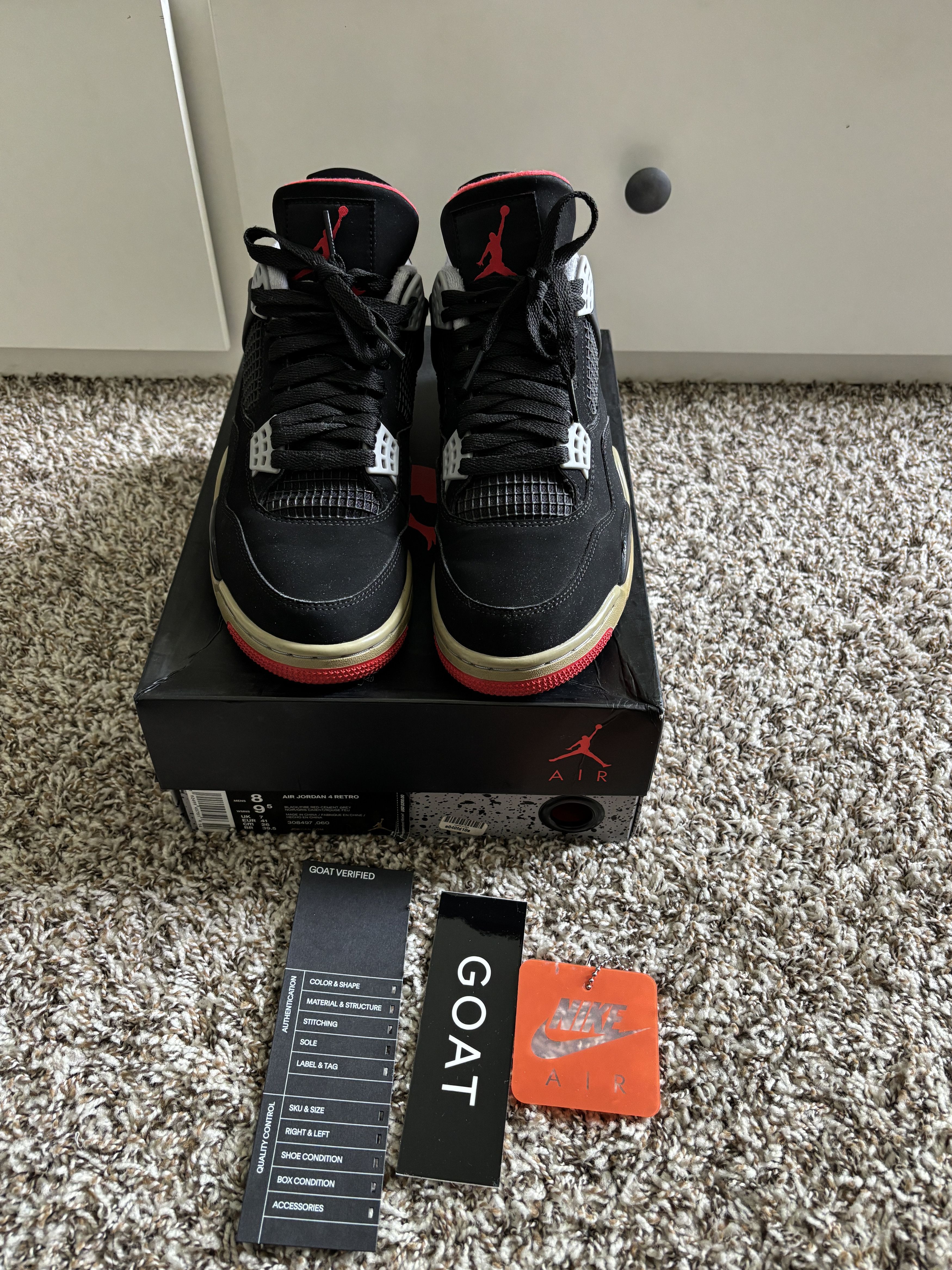 Jordan Brand Nike Air Jordan 4 Bred 2019 Size 8 Size US 8 / EU 41 - 6 Thumbnail