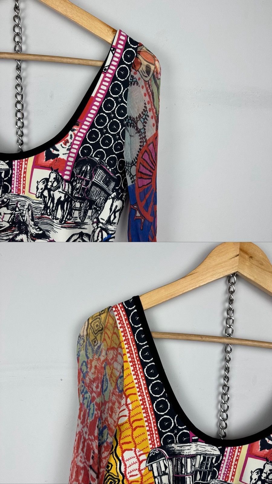 Jean Paul Gaultier Vintage Y2K Save The Queen Silk/Nylon Blouse Mesh Top Shirt Size M / US 6-8 / IT 42-44 - 4 Thumbnail