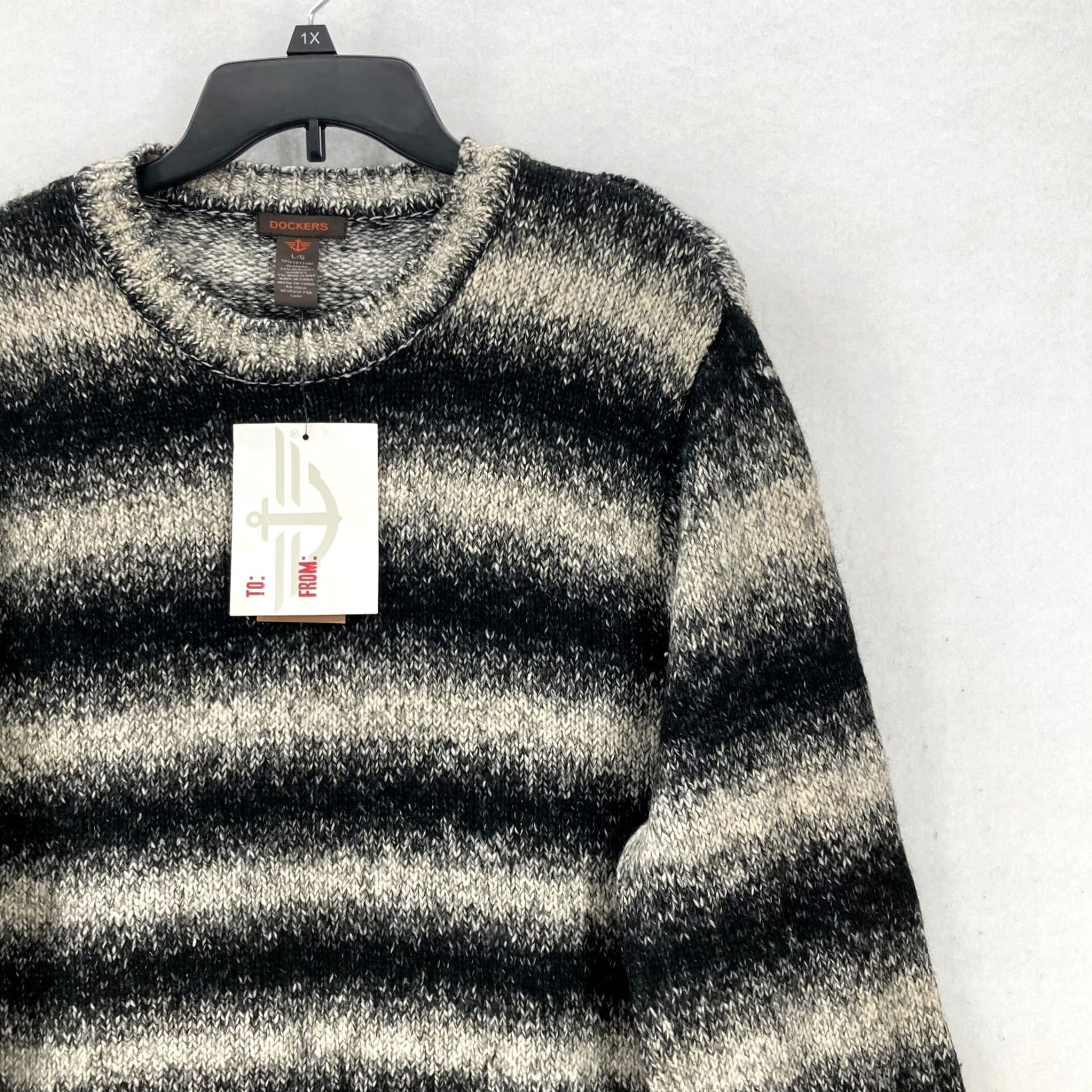 Dockers DOCKERS Wool Blend Sweater Mens Large Black Striped Long Sleeve Casual NWT Size US L / EU 52-54 / 3 - 2 Thumbnail