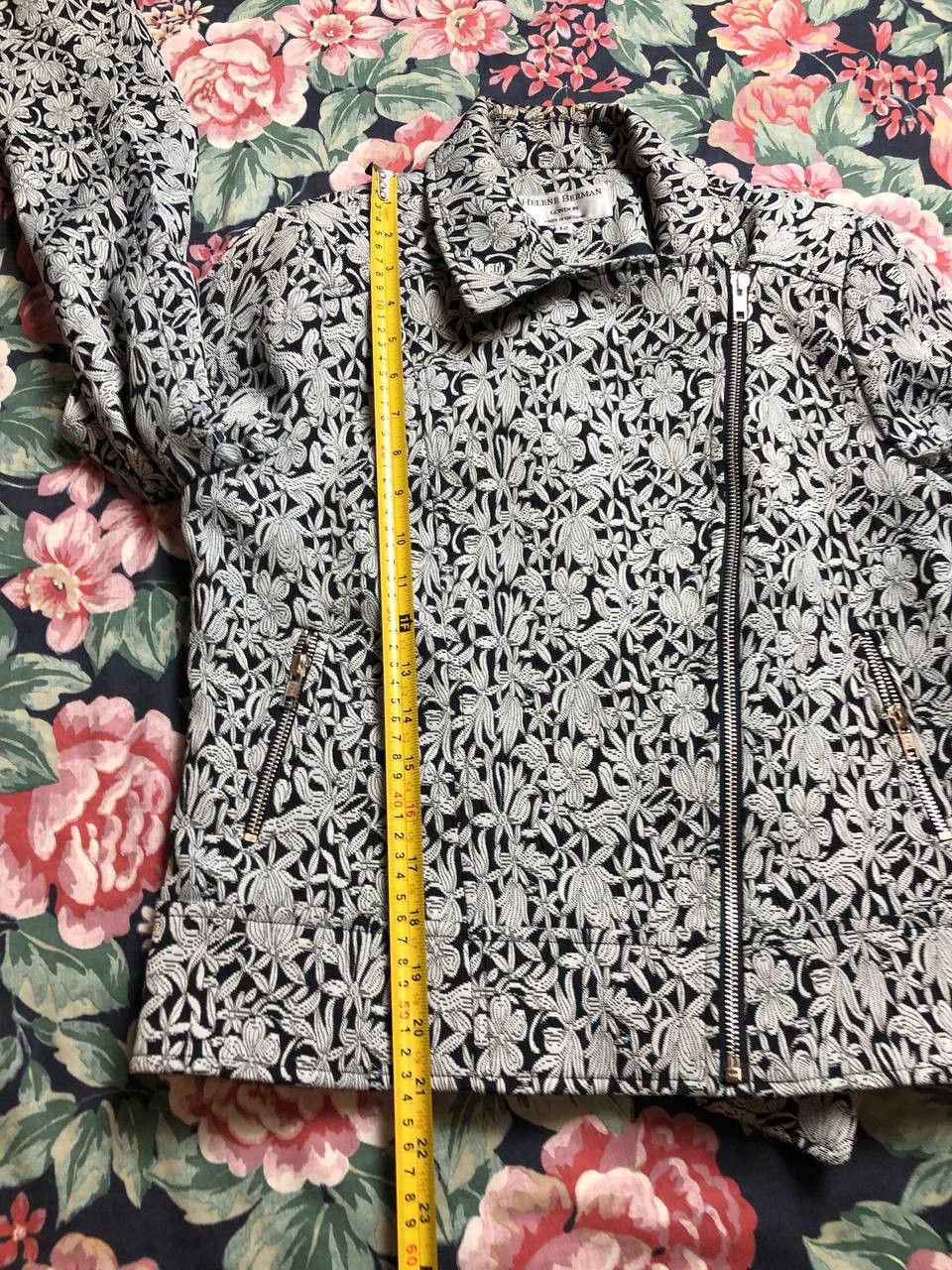 Vintage HELENE BERMAN Blazer Jacket Collarless Floral PRINT Size XL / US 12-14 / IT 48-50 - 11 Thumbnail