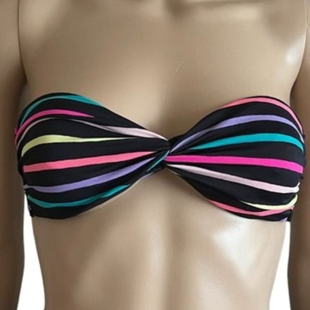 Victoria's Secret VICTORIA'S SECRET Swim Stripe Print Bandeu Top, XS Size ONE SIZE - 3 Thumbnail
