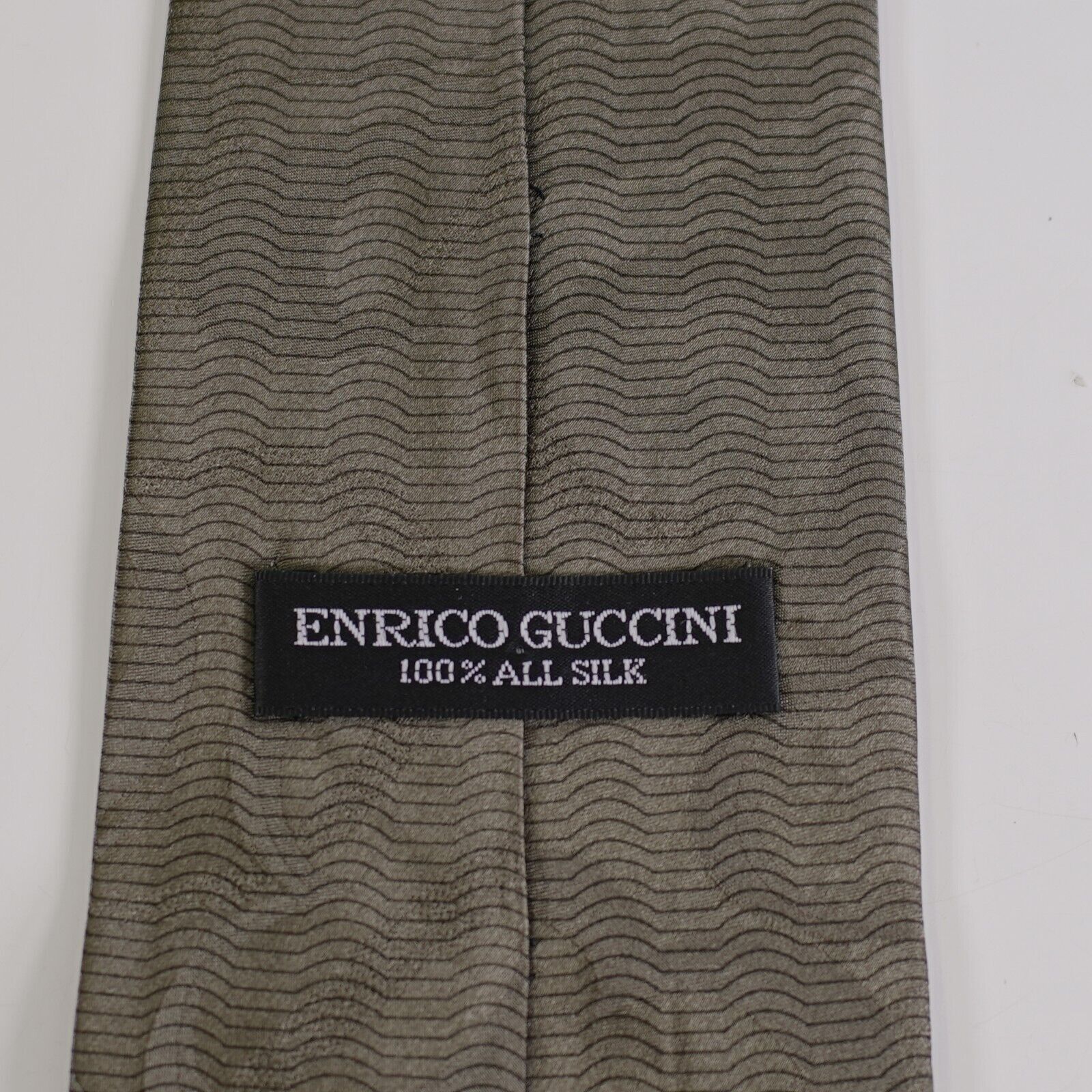 Designer Enrico Guccini Abstract Green Wide Silk Tie Size ONE SIZE - 3 Thumbnail