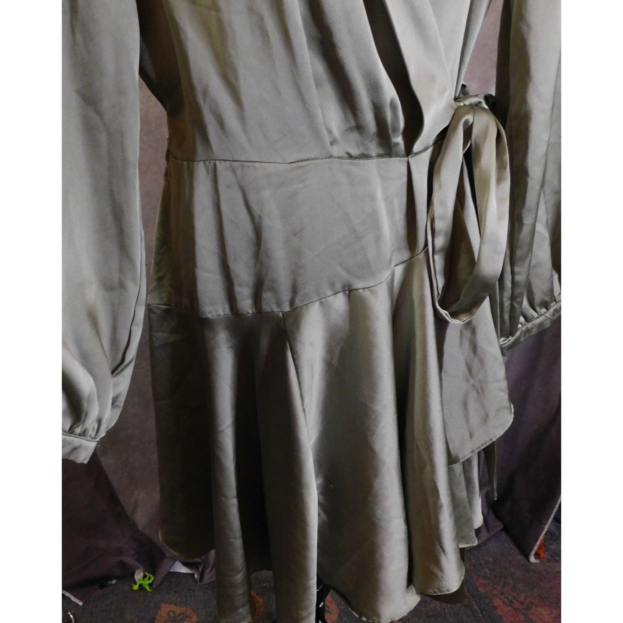 Other Club L London Silky Grey Ruffle Wrap Dress Size XL / US 12-14 / IT 48-50 - 5 Thumbnail