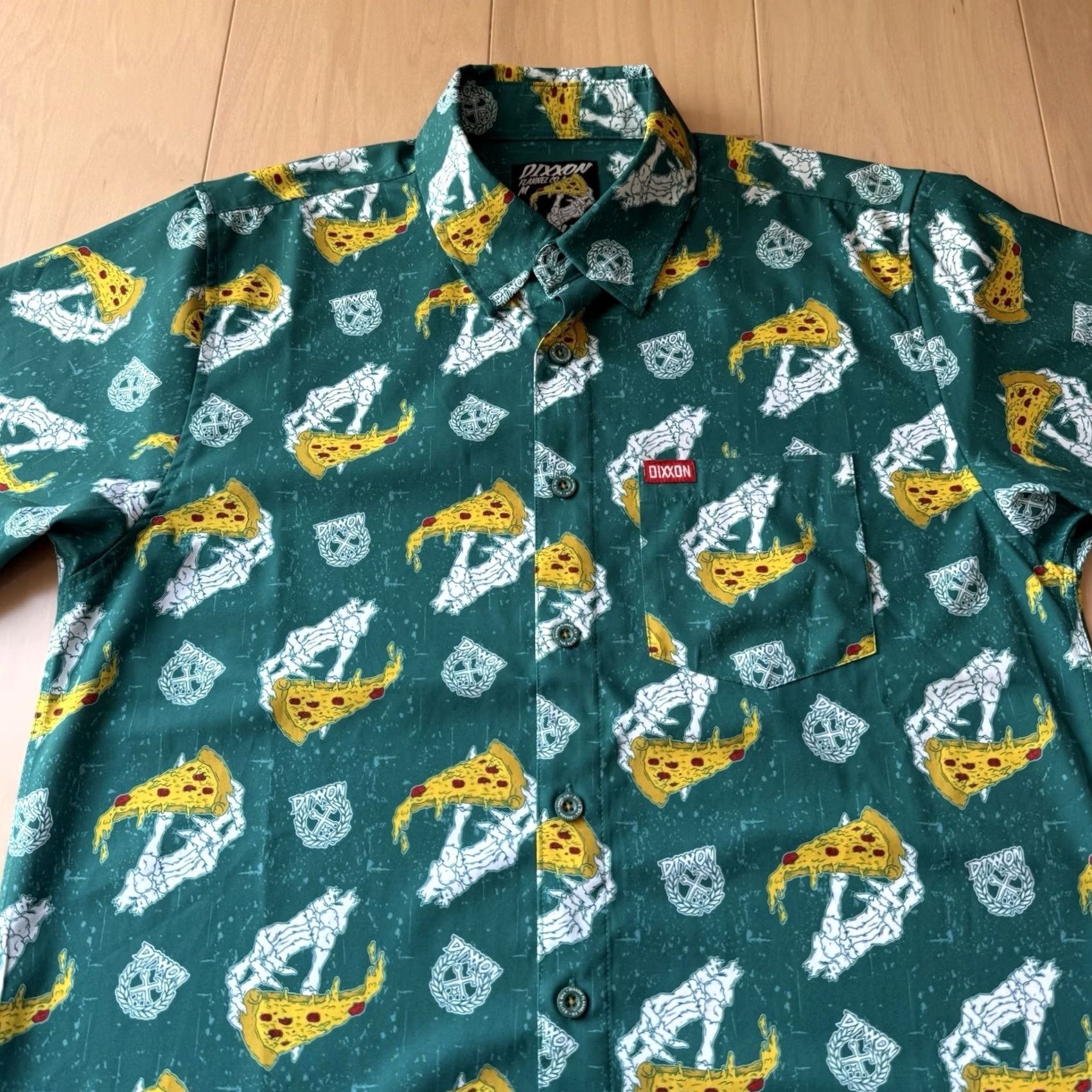 Vintage Dixxon Shirt M Green The Slice Pizza Short Sleeve Button Up Casual Workwear Size US M / EU 48-50 / 2 - 3 Thumbnail