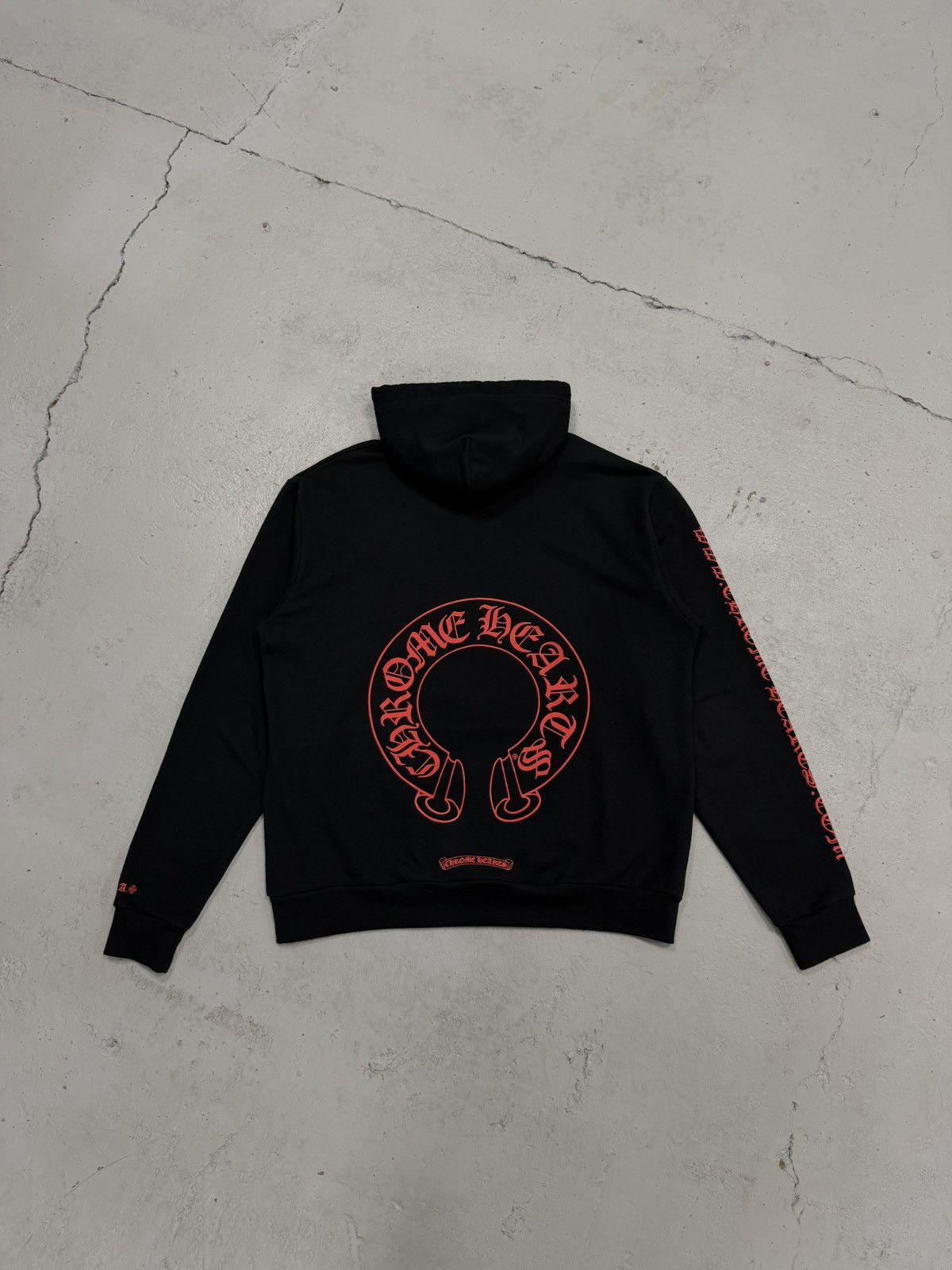 Chrome Hearts Online Horseshoe Hoodie Black Red Small