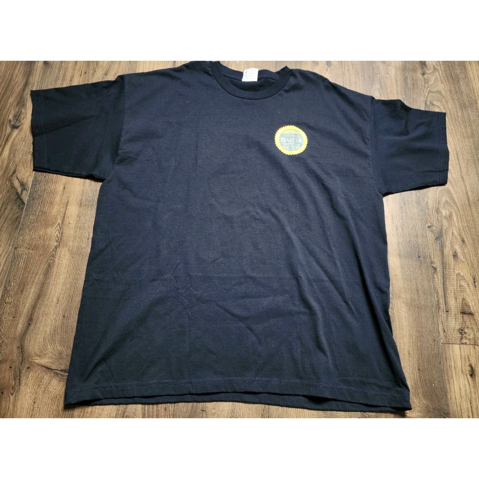 Doublet VINTAGE Bayside USA Men’s 3XL Cotton T-Shirt Short Sleeve Crew Neck Double-Sided Certified Master Inspector Black Size US XXL / EU 58 / 5 - 2 Thumbnail