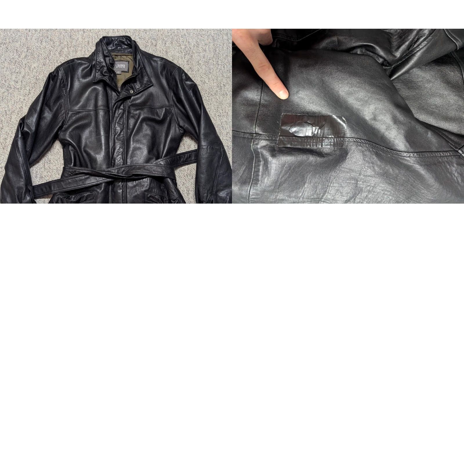 Vintage VINTAGE WILSONS LEATHER Coat LT belted leather black jacket overcoat 1990s Lambskin Mens LT 44-46 36" 24.5" 21" 26.5" zip snap belted Size US L / EU 52-54 / 3 - 8 Thumbnail