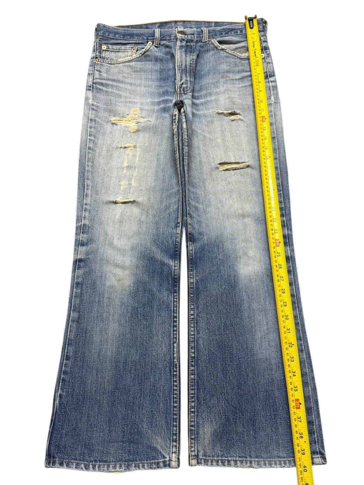 Levi's Vintage 90s Levis Blue Faded Wash Distress Wide Leg Bootcut Size US 33 - 12 Thumbnail