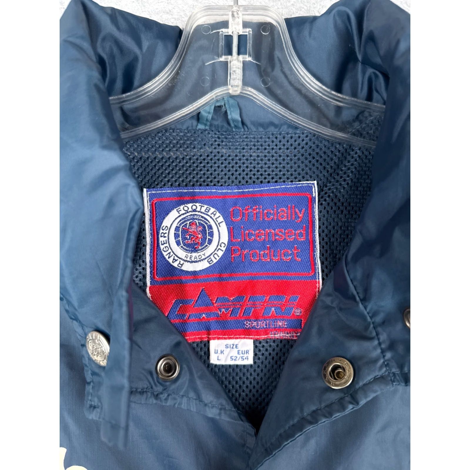 Vintage Glasgow Rangers Football Club Jacket Mens Large Blue Button Up Nylon Hooded Size US L / EU 52-54 / 3 - 7 Thumbnail