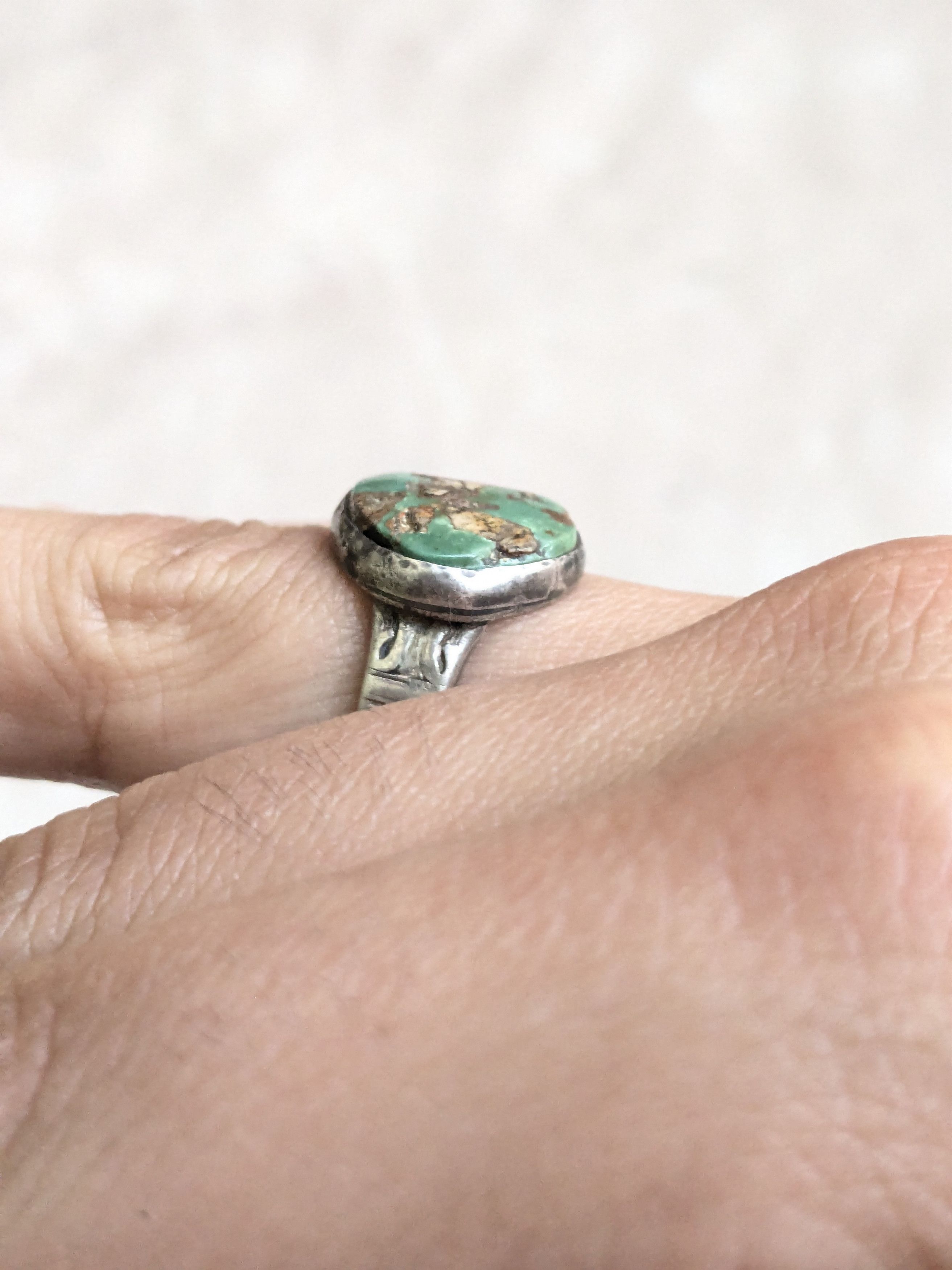 Sterling Silver Vintage Sterling Silver Band Ring Turquoise 8.5 Size ONE SIZE - 13 Thumbnail