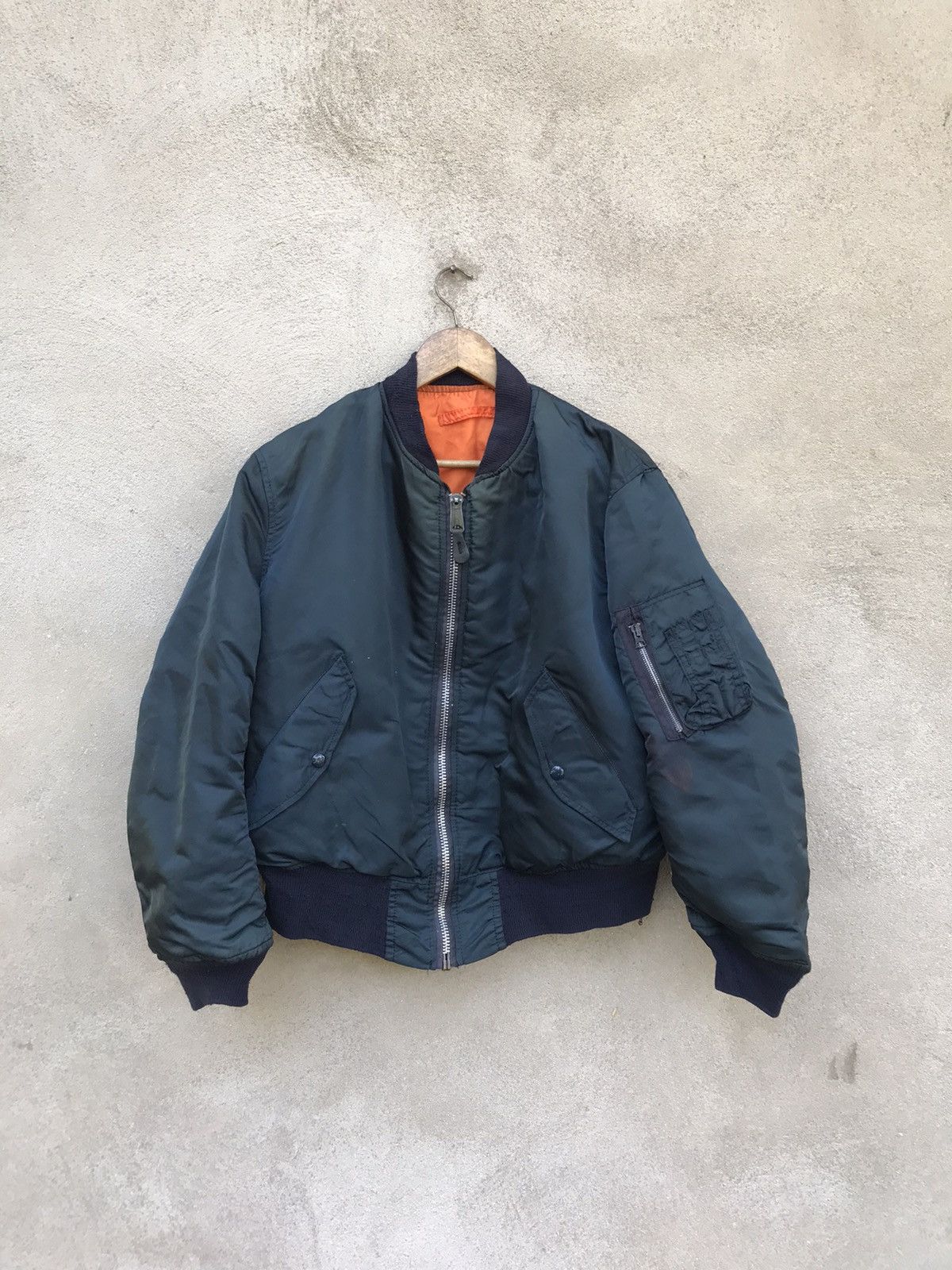 RARE VINTAGE 70s ALPHA INDUSTRIES MA1 BOMBER IDEAL ZIPPER