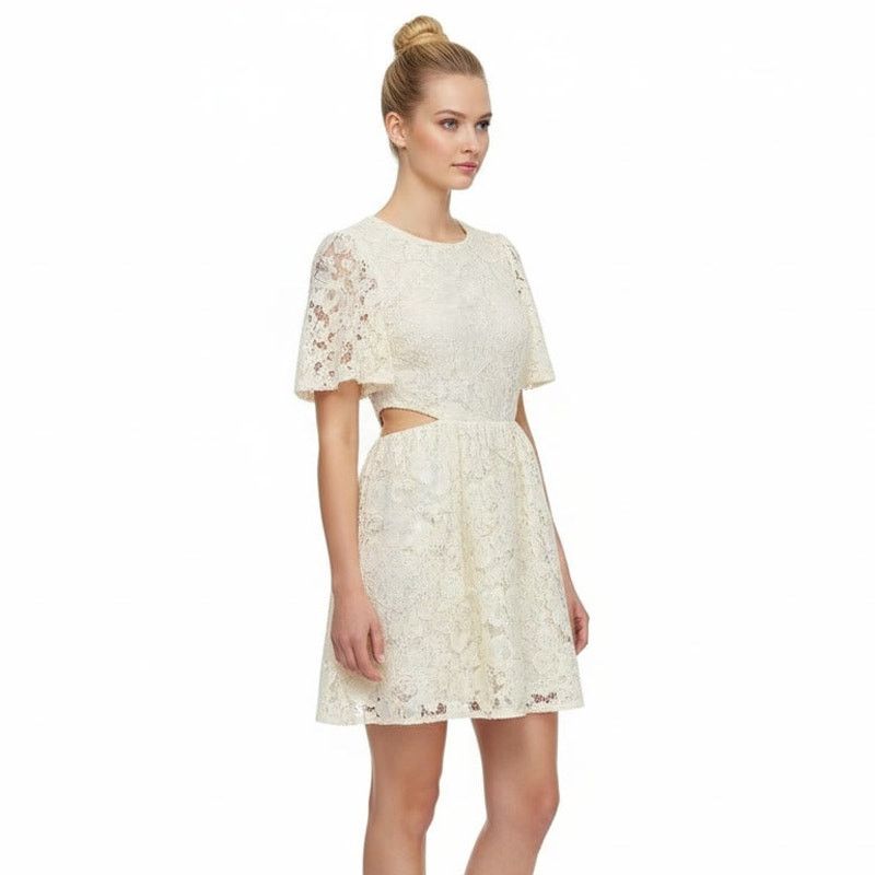 Other Wayf Cream Lace Shortsleve Lined Mini Dress, M SRP: $128 Size M / US 6-8 / IT 42-44 - 5 Thumbnail