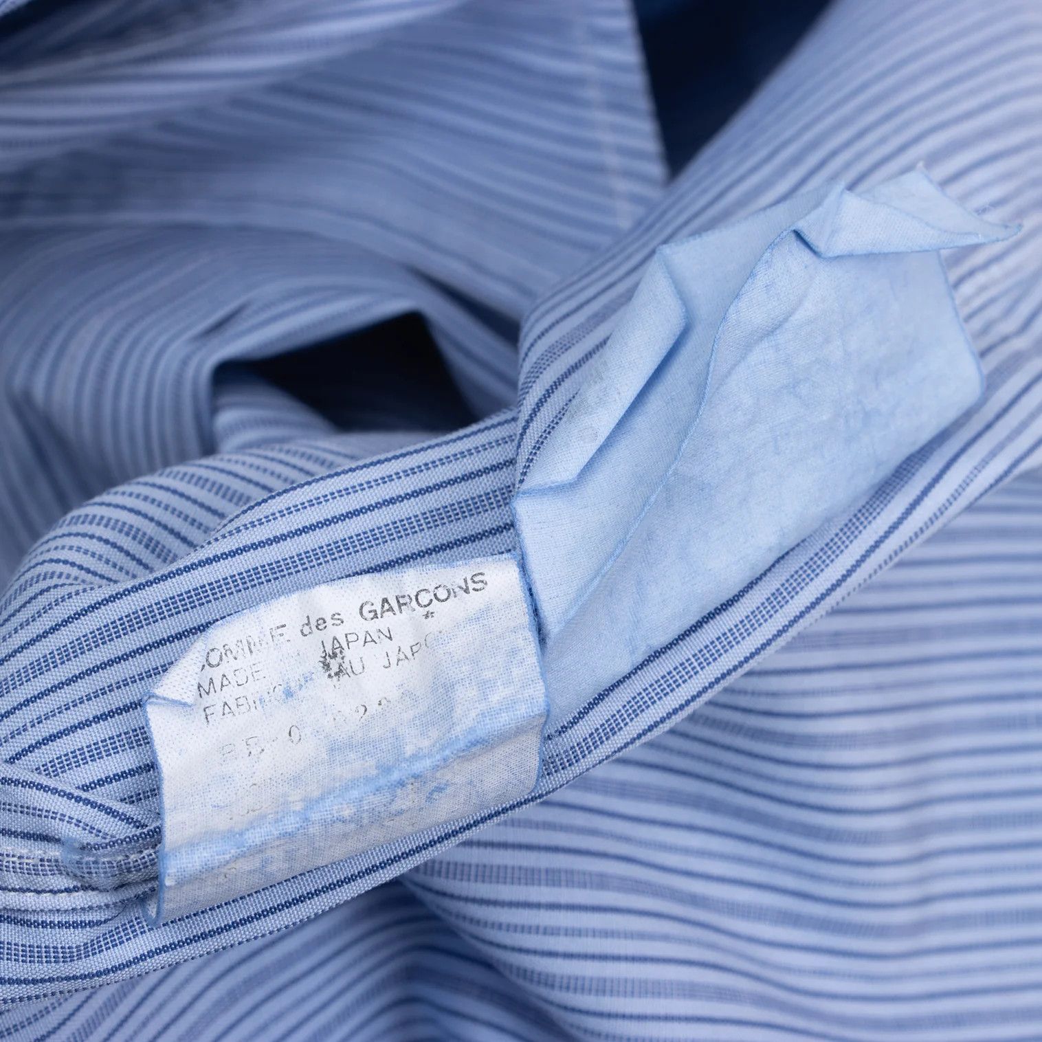 Comme des Garcons Homme Plus Cotton Stripe Shirt in Light Blue and Navy, Size M Size US M / EU 48-50 / 2 - 19 Thumbnail