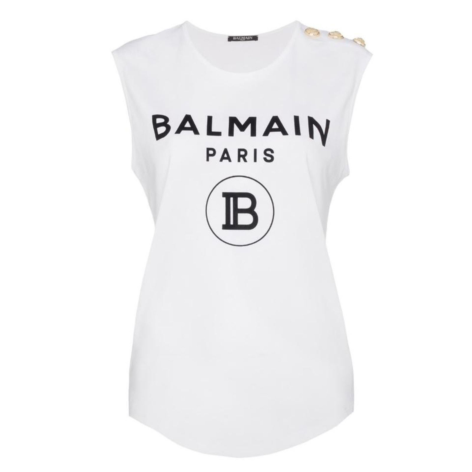 Balmain logo printed button embellished tank top L Size L / US 10 / IT 46 - 1 Thumbnail