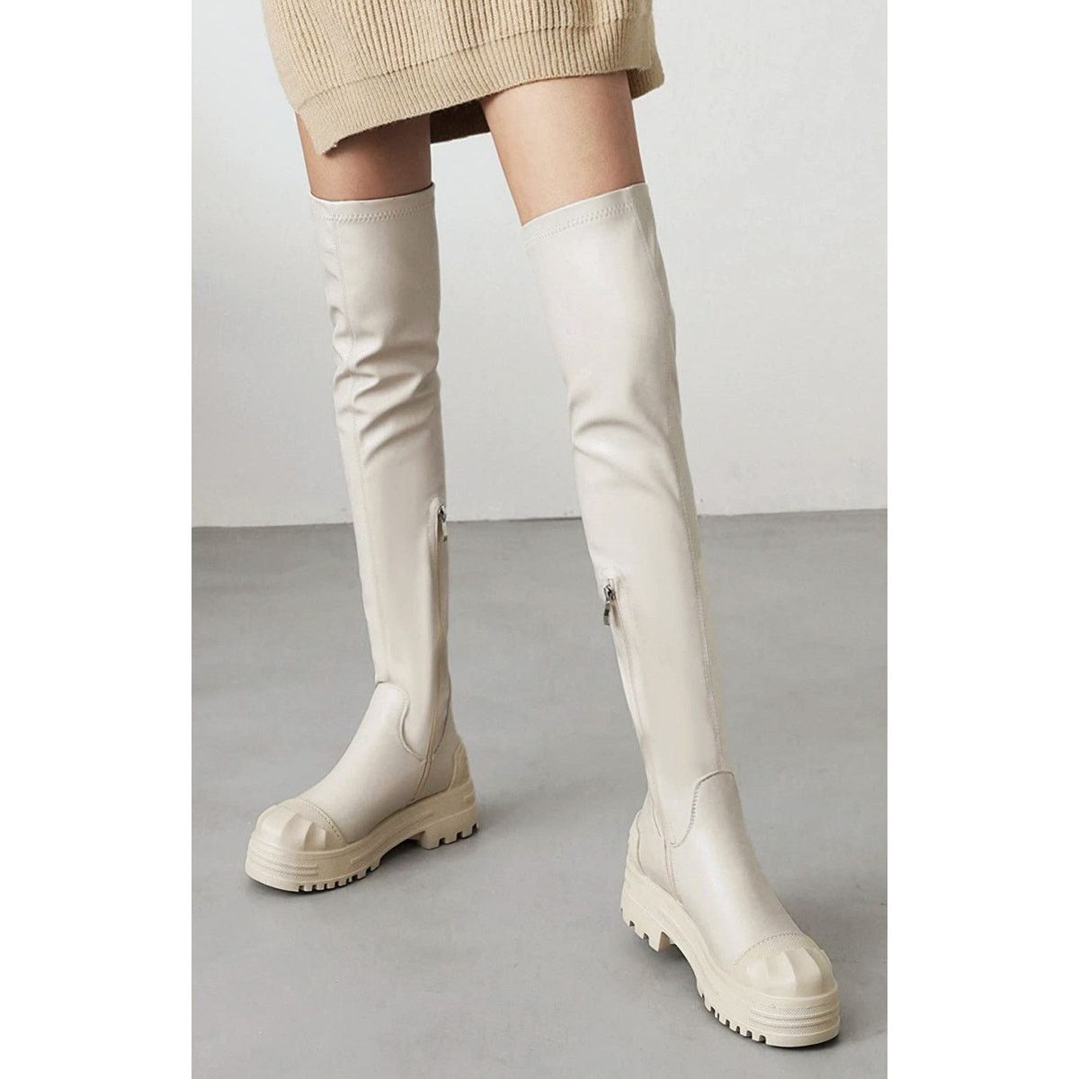 Other Vivianly Womens 8 Platform Thigh High OTK Stretchy Boots Size US 8 / IT 38 - 4 Thumbnail