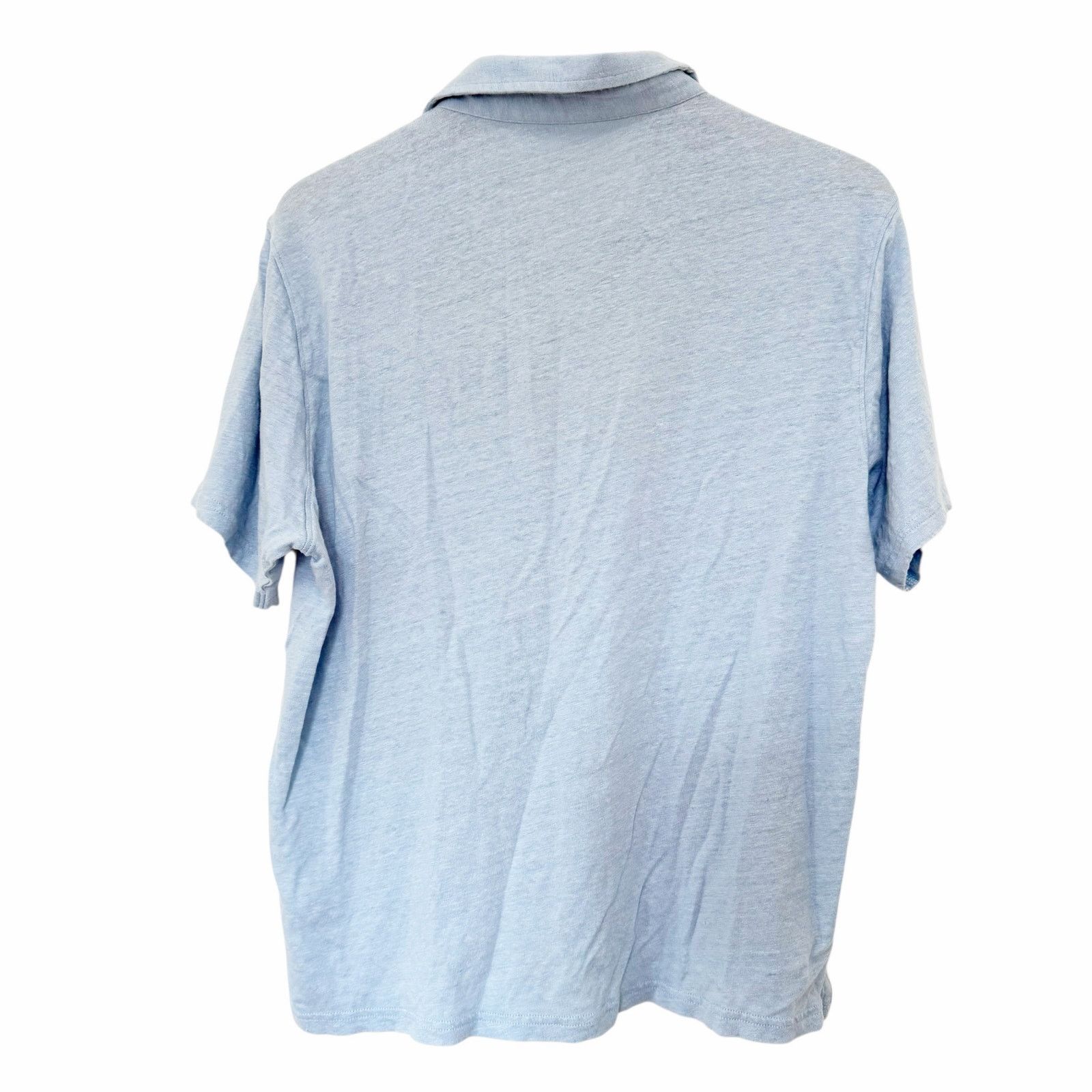 J.McLaughlin J. McLaughlin Light Blue 100% Linen Short Sleeve Polo Sz L Size US L / EU 52-54 / 3 - 4 Thumbnail