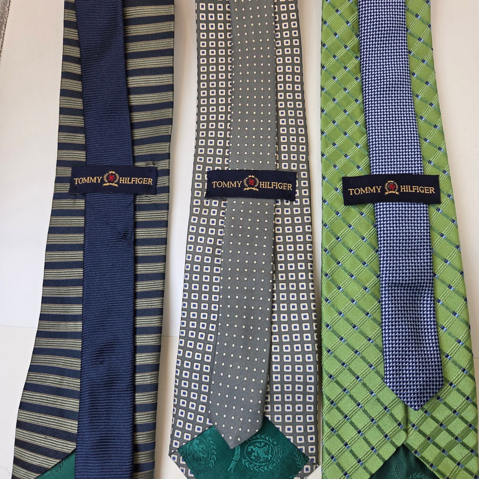 Tommy Hilfiger Tommy Hilfiger Silk Tie Lot Green Blue 3.75 USA Contrast Tip Size ONE SIZE - 6 Thumbnail