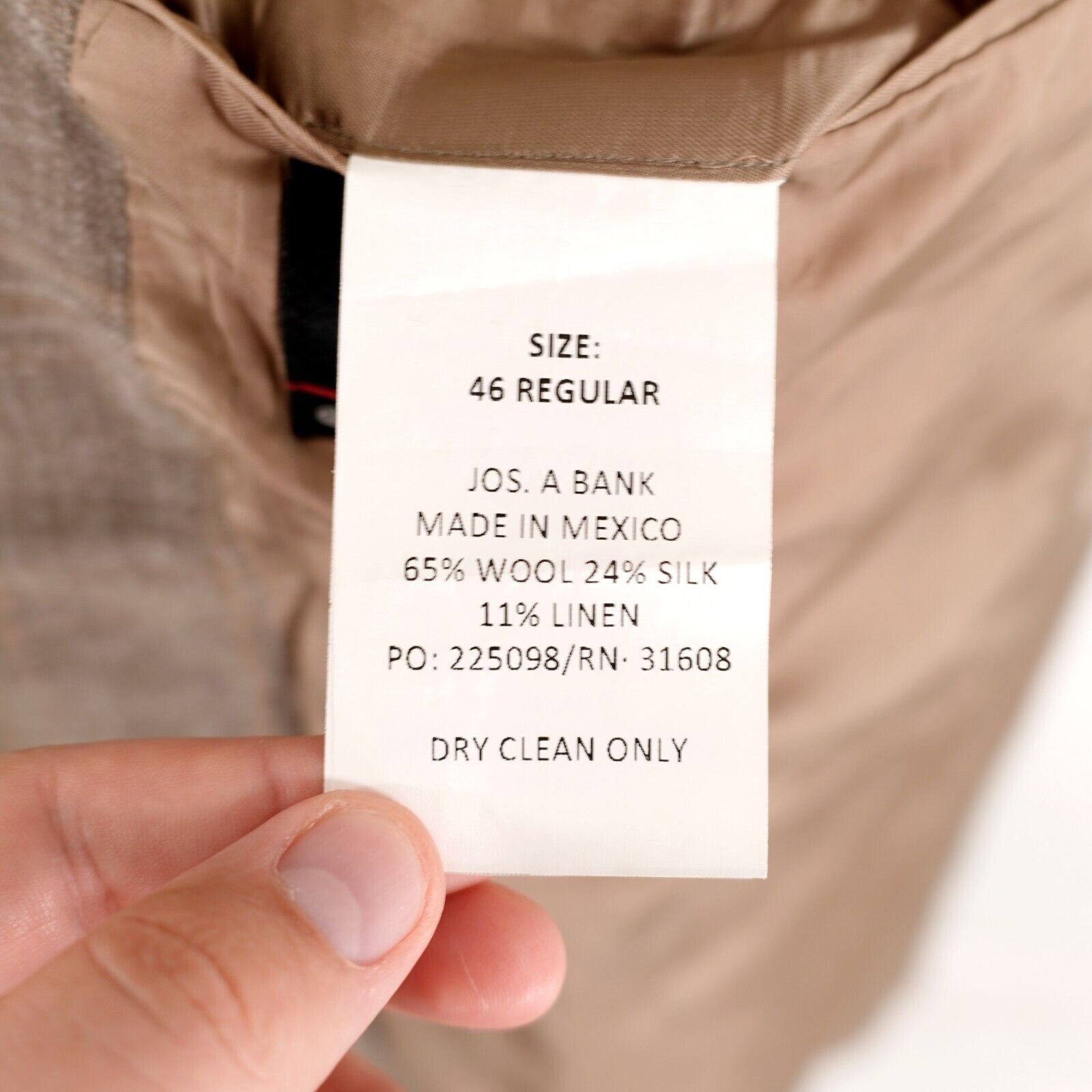 Jos. A. Bank Jos A Bank Signature Wool Silk Linen Tan Plaid 2 Button Spor Size 44R - 9 Thumbnail