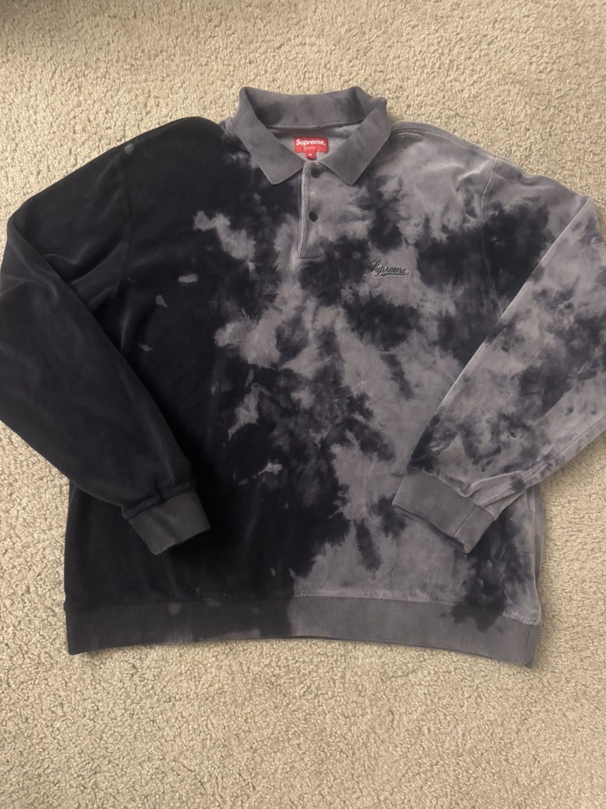 Streetwear × Supreme Supreme Bleached Velour Long Sleeve Polo