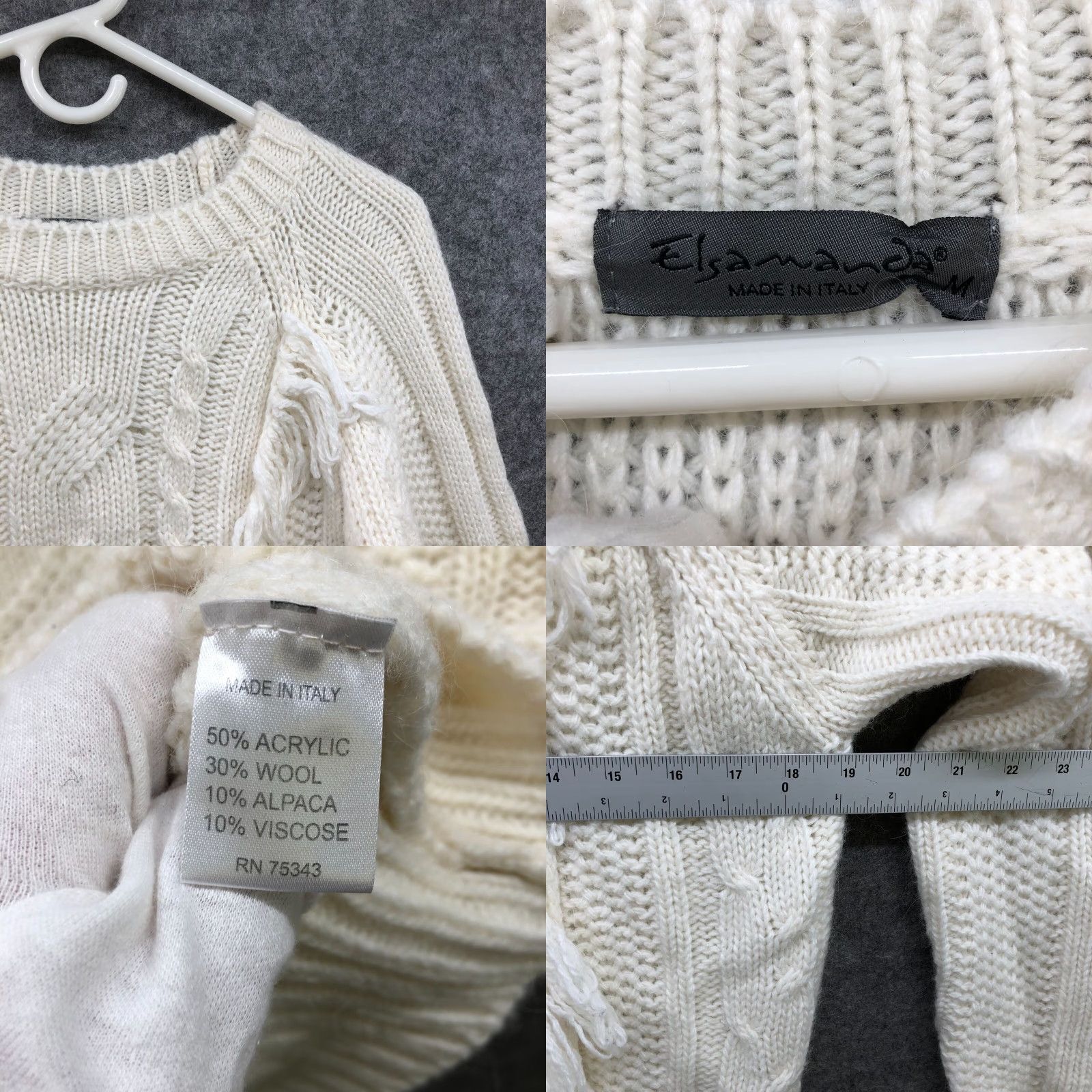 Vintage VINTAGE Elsa Manda Fringe Cable Knit Sweater Women’s M Wool Blend Ivory Size M / US 6-8 / IT 42-44 - 8 Thumbnail