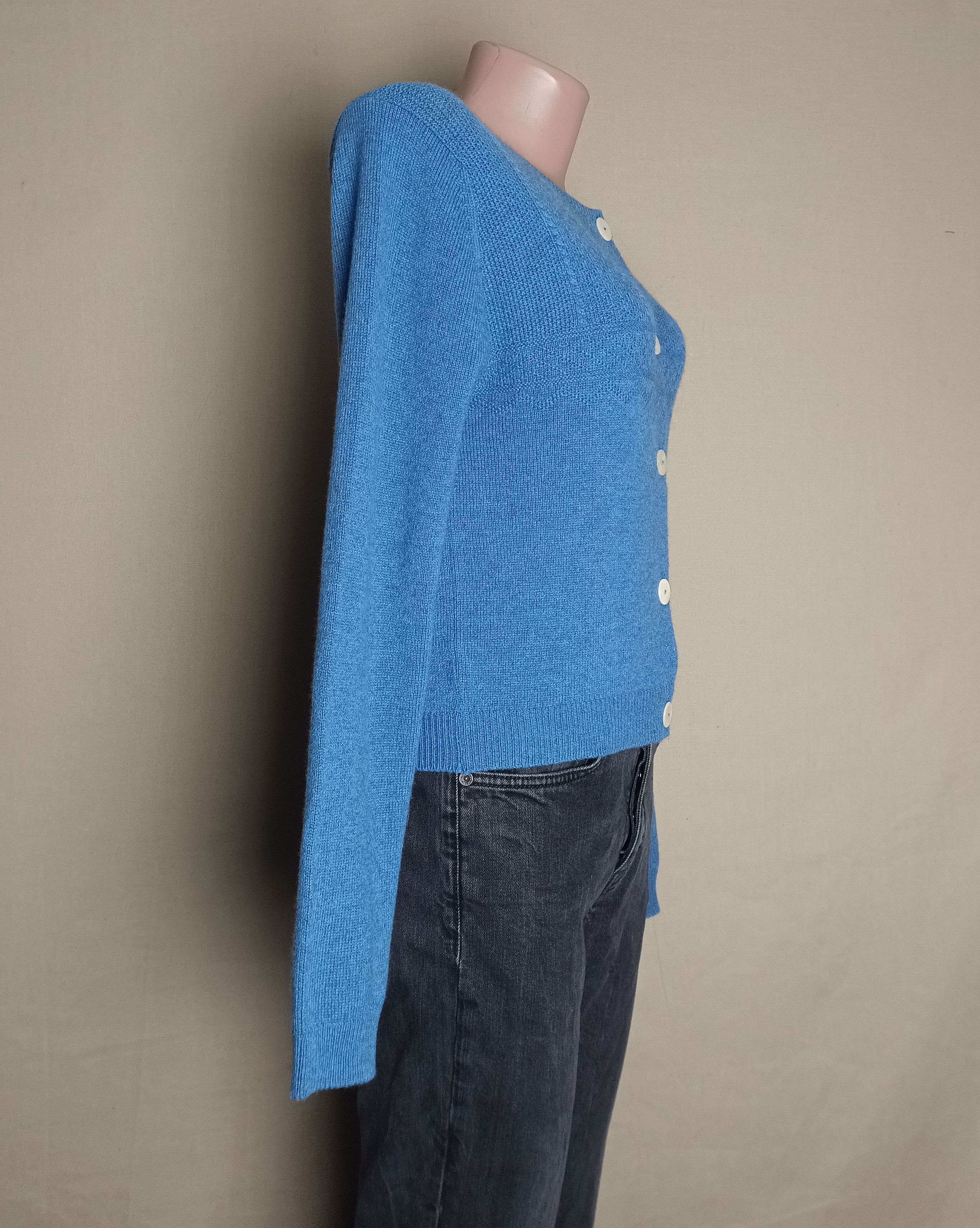 Designer × Other UK Brora Cashmere Guernsey Blue Women Cardigan UK12 US8 Size M / US 6-8 / IT 42-44 - 8 Thumbnail