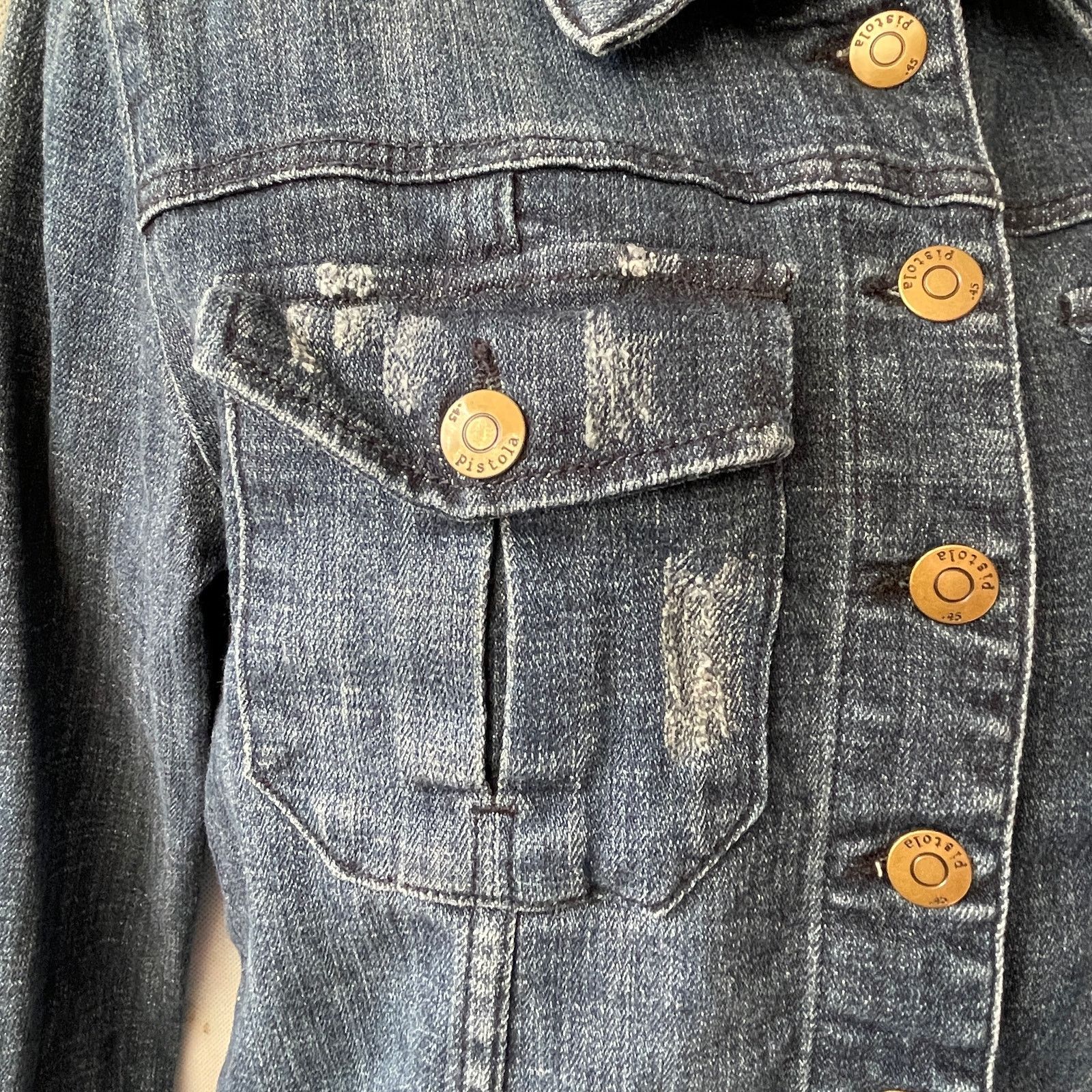Pistola Pistola Emmen Cropped Dark Wash Denim Jacket Size Medium Size M / US 6-8 / IT 42-44 - 5 Thumbnail