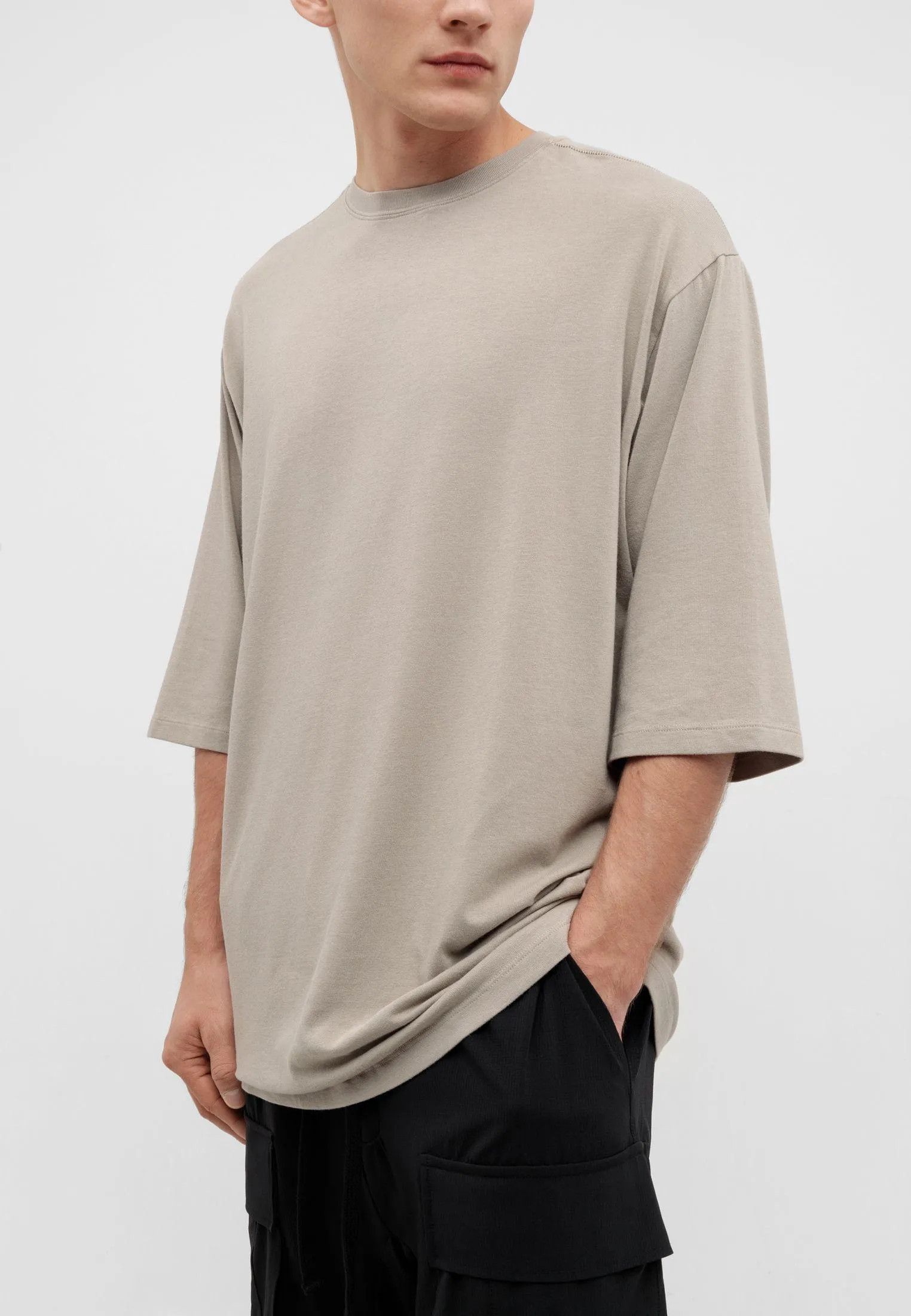 Thom Krom Thom Men Unisex Moonbeam Beige T-Shirt Cotton Modal Size M Size US M / EU 48-50 / 2 - 2 Thumbnail