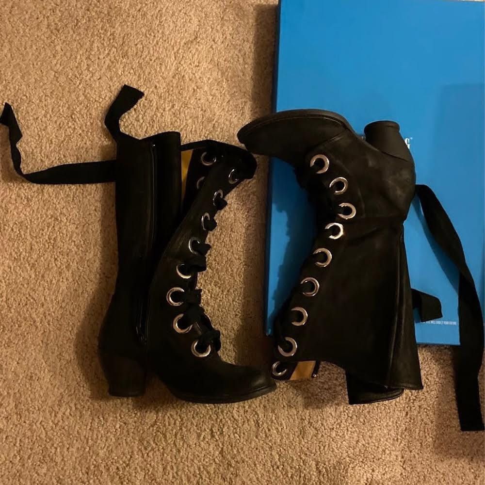 John Fluevog John Fluevog Black Sude and Leather Boots Size US 6.5 / IT 36.5 - 3 Thumbnail