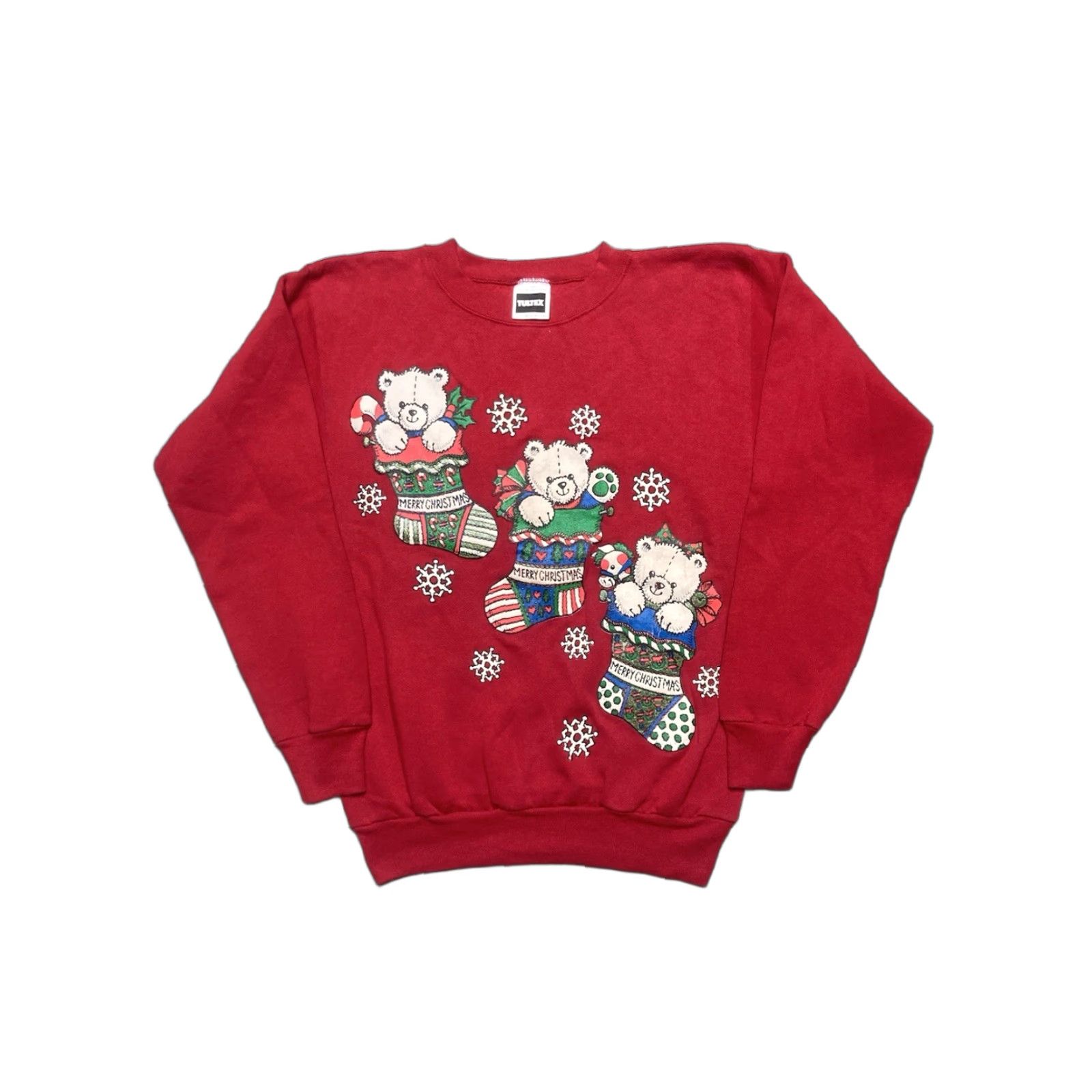 Vintage VINTAGE 90s Sweatshirt Mens Crewneck Red Medium Teddy Bears Christmas Snowflakes Size US M / EU 48-50 / 2 - 1 Thumbnail