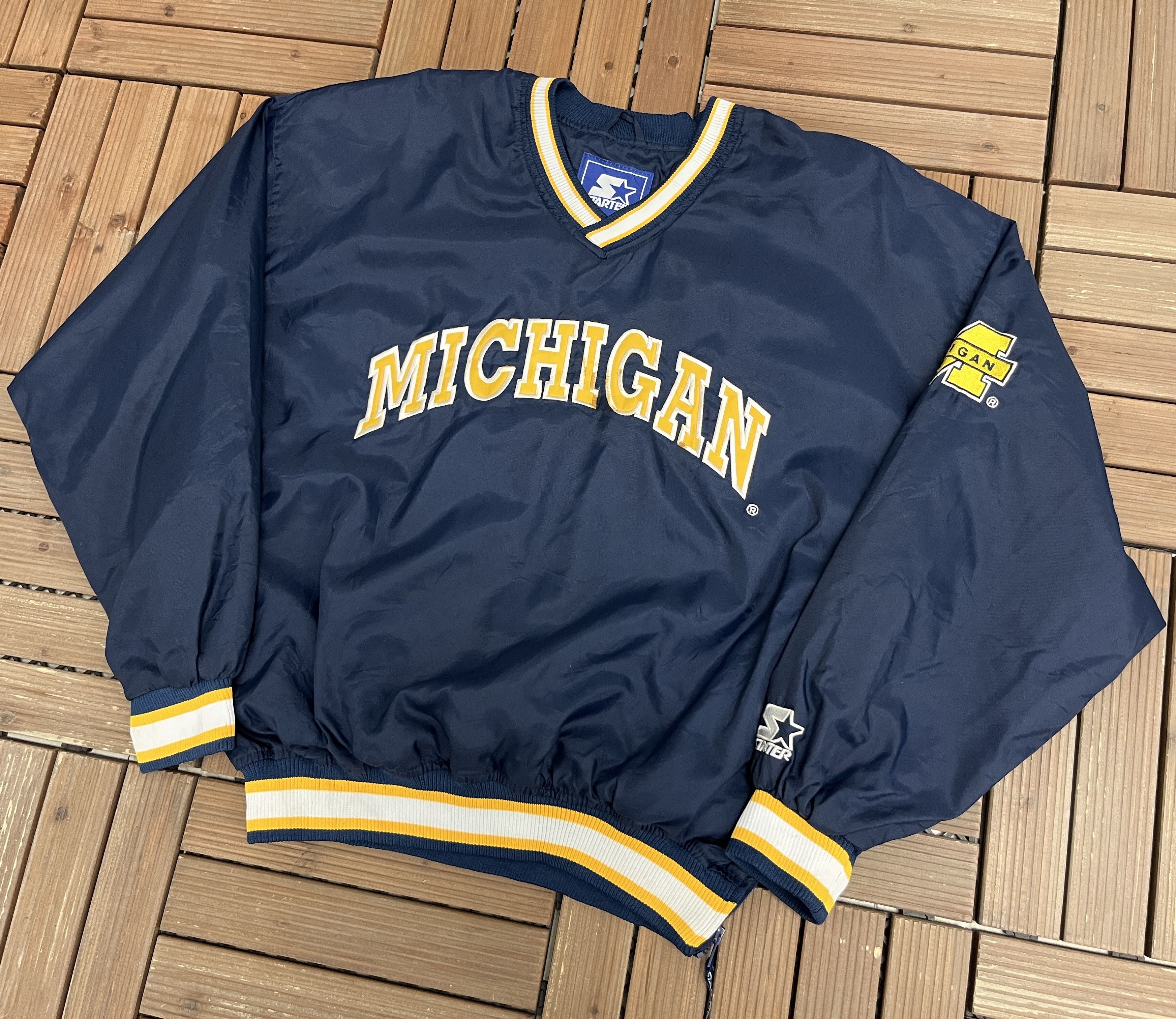 Starter Michigan Wolverines Stitched Vintage Windbreaker Jacket Size US L / EU 52-54 / 3 - 3 Thumbnail