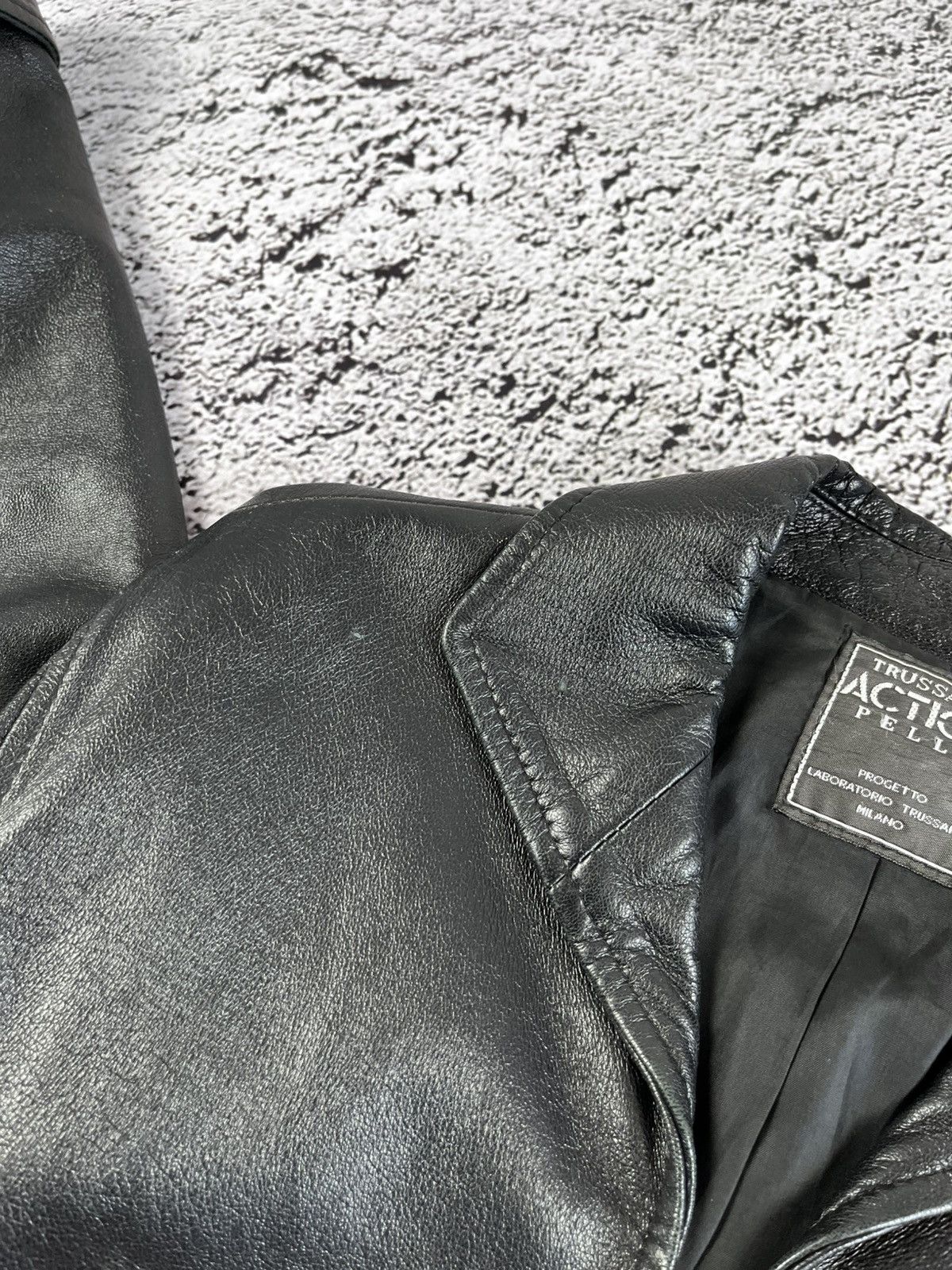 Trussardi Vintage 90s Trussardi leather jacket blazer opium 00s style Size L / US 10 / IT 46 - 13 Thumbnail