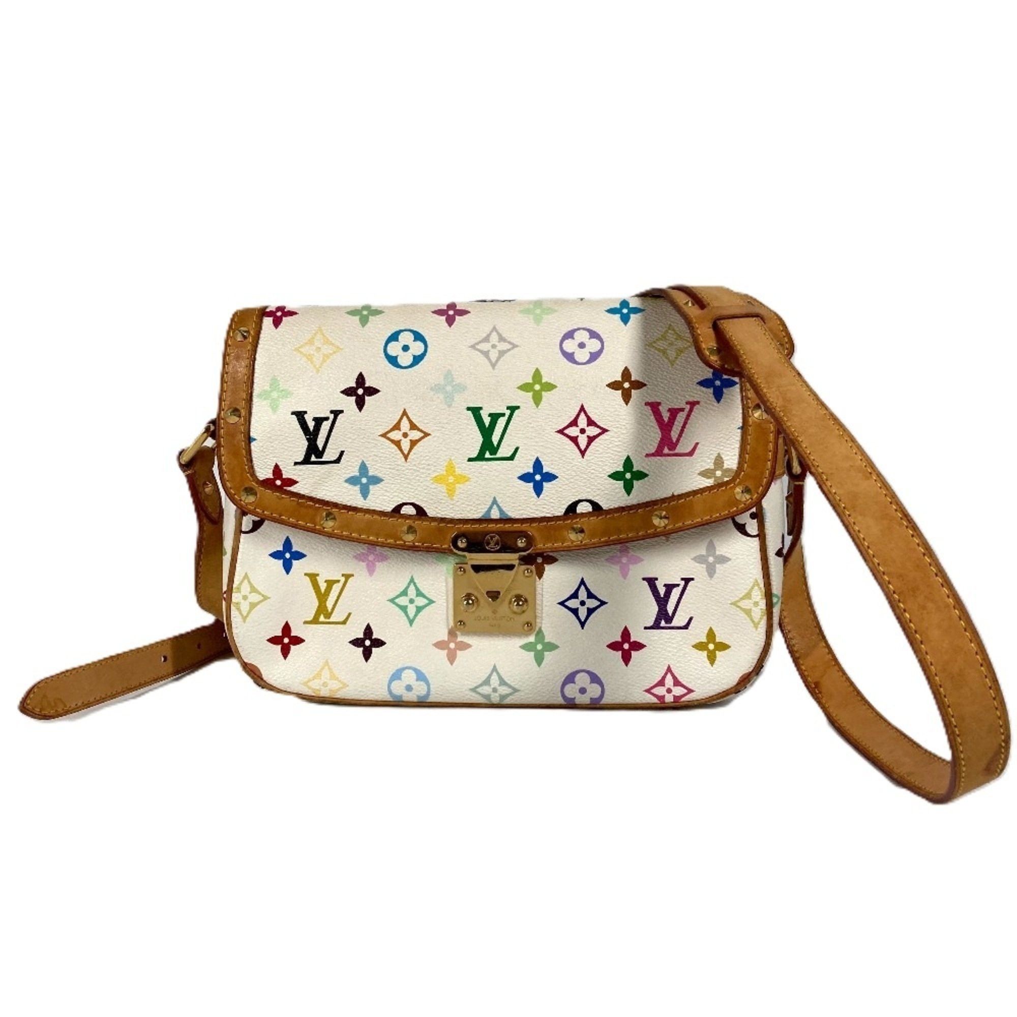 Louis Vuitton M92661 Monogram Multicolor Sologne Bag Shoulder Flap Canvas Women's Blanc White