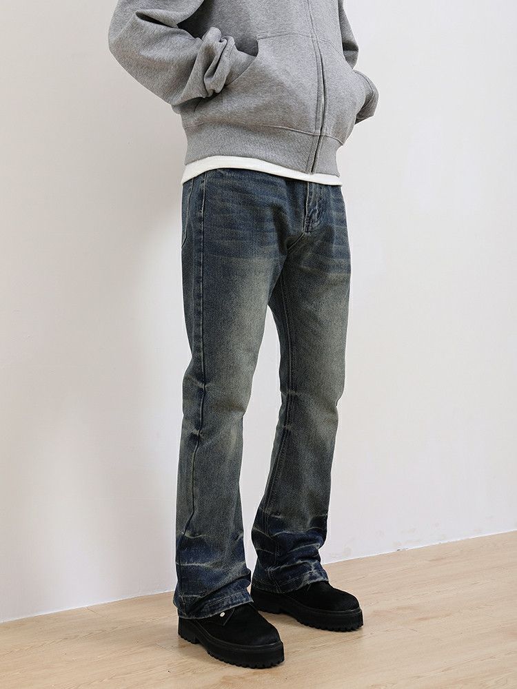 washed faded grunge bootcut jeans