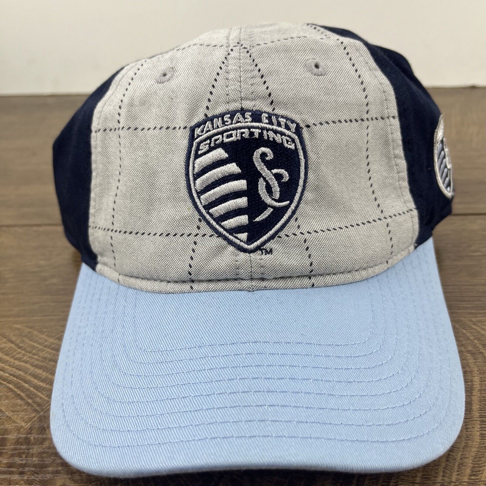 Adidas Kansas City Sporting Hat Adidas Blue Gray Cap Adjustable Gra Size ONE SIZE - 6 Thumbnail